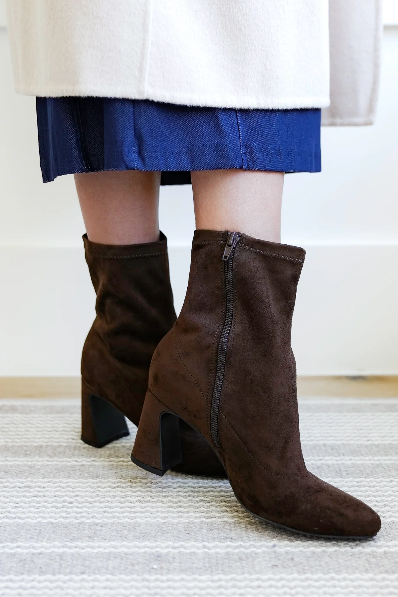 MIA Sleek Vegan Suede Block Heel Ankle Boot - Image 4