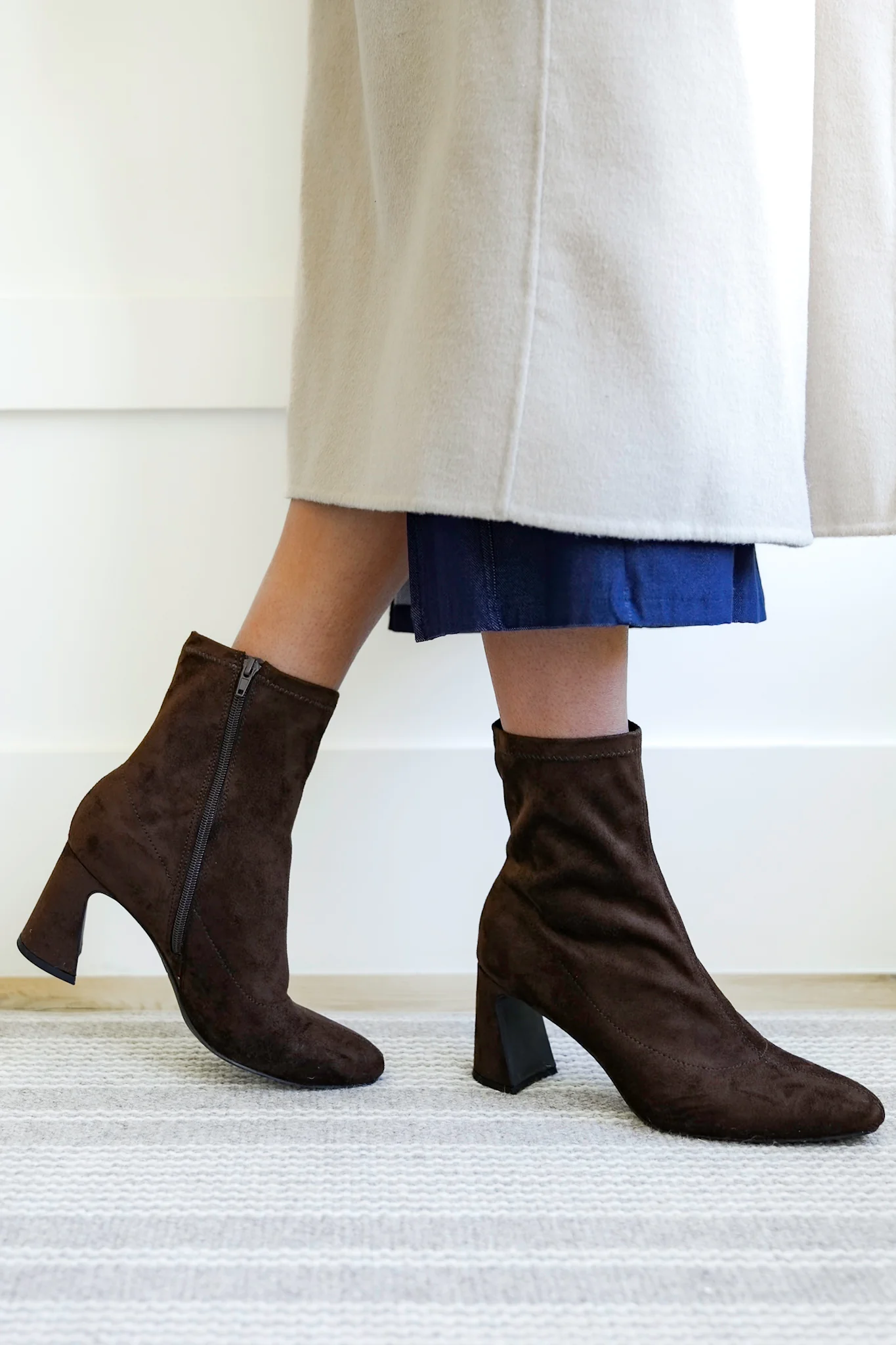 MIA Sleek Vegan Suede Block Heel Ankle Boot - Image 7