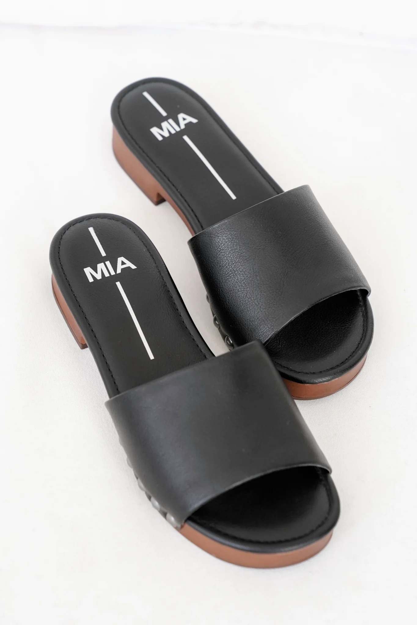 MIA Vegan Leather Studded Slide Block Heel Sandal - Image 4