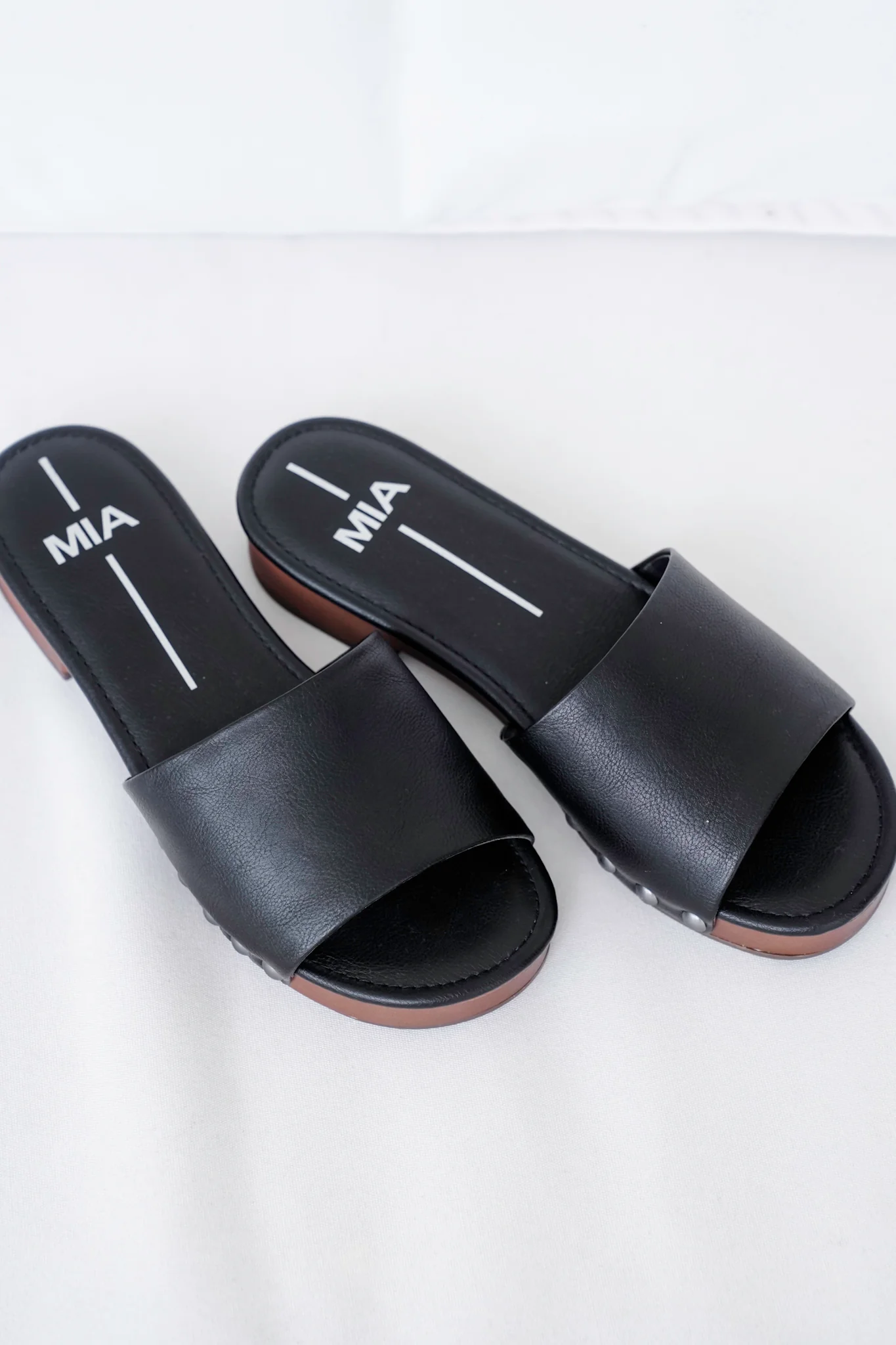 MIA Vegan Leather Studded Slide Block Heel Sandal - Image 5