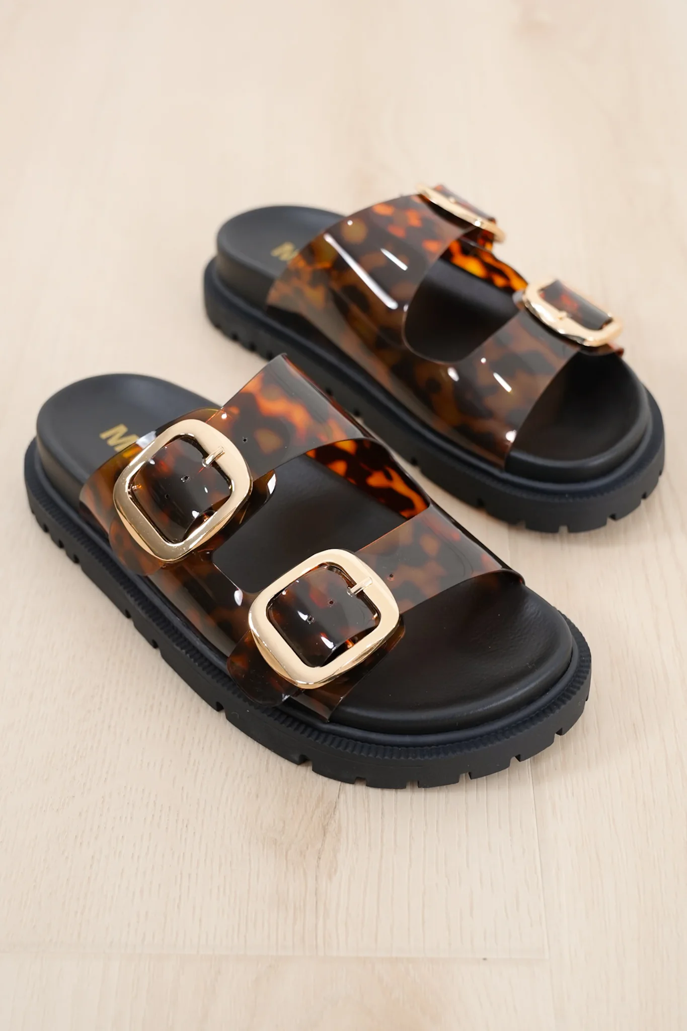 MIA Transparent Animal Print Double Buckle Platform Slide Sandal - Image 2