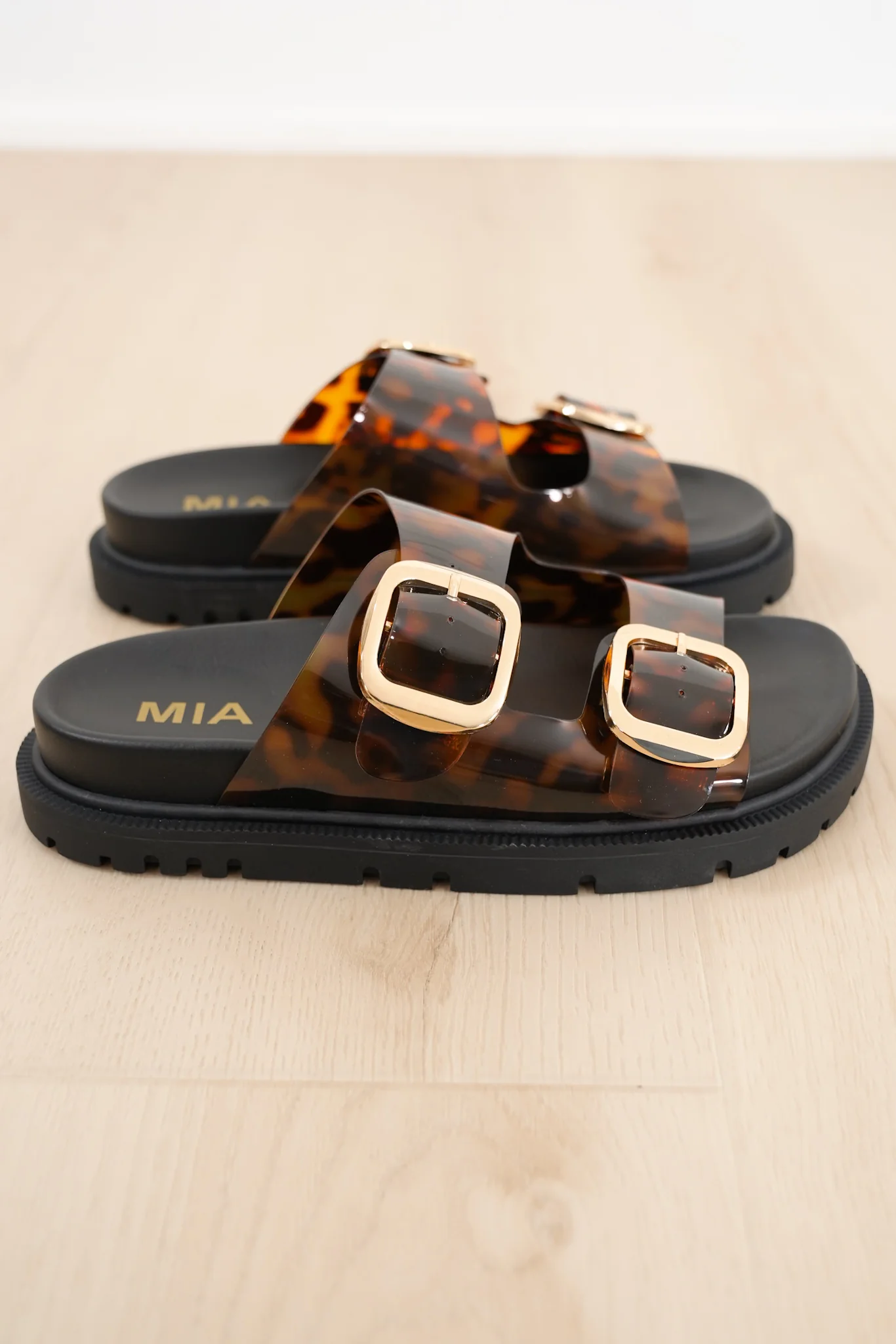 MIA Transparent Animal Print Double Buckle Platform Slide Sandal - Image 4