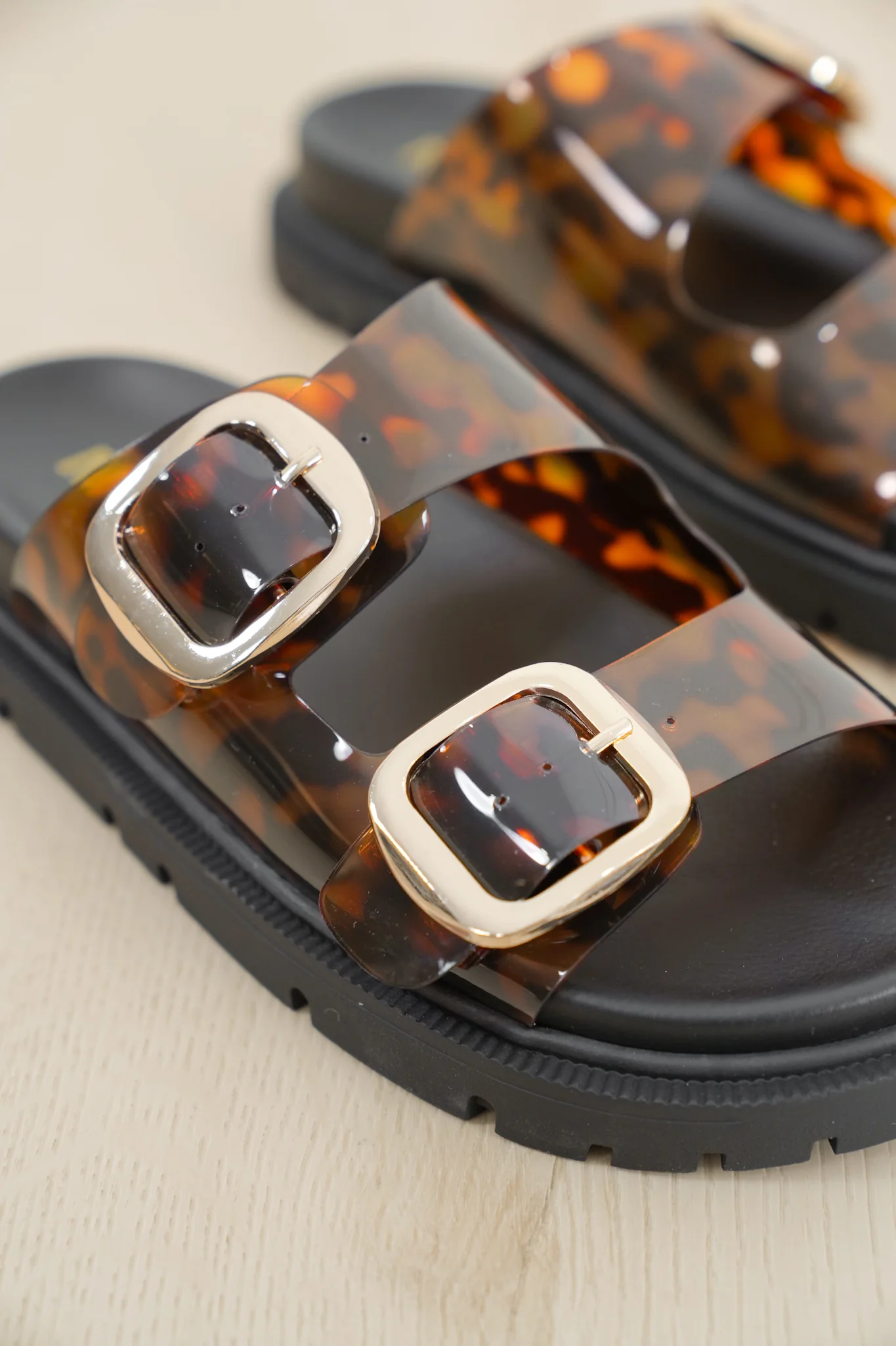MIA Transparent Animal Print Double Buckle Platform Slide Sandal - Image 5