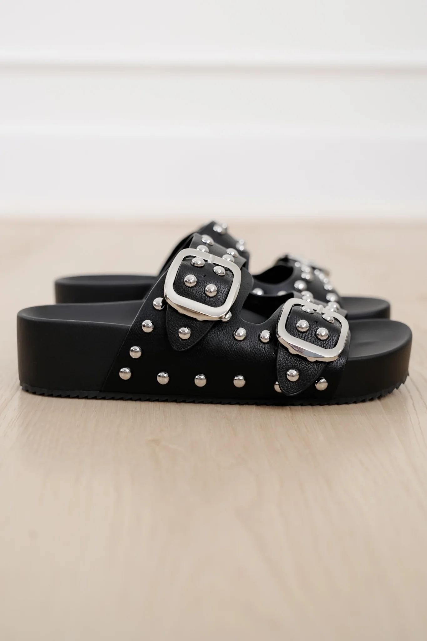 Restock! MIA Vegan Leather Studded Double Buckle Slide Sandal - Image 3