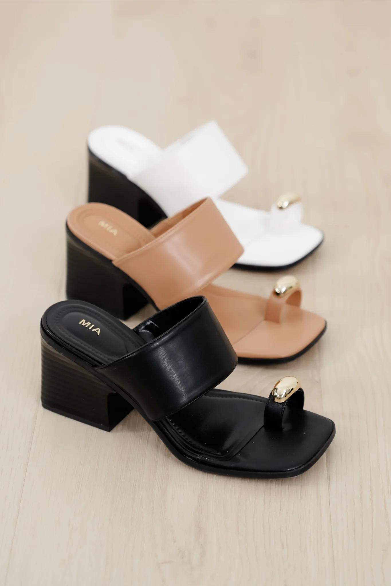 MIA Vegan Leather Toe Ring Block Heel Mule - Image 2