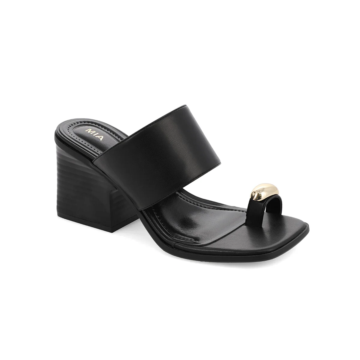 MIA Vegan Leather Toe Ring Block Heel Mule - Image 3
