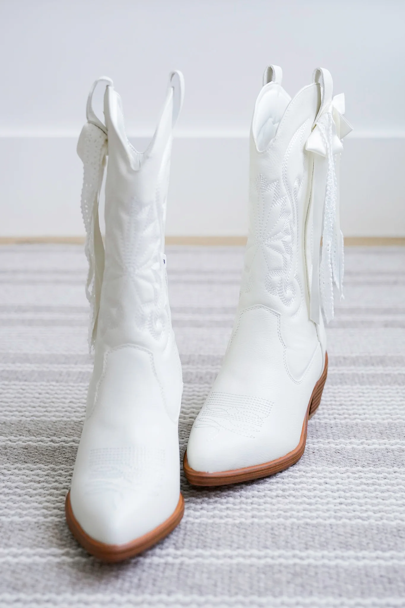MIA Vegan Leather Western Boots with Embroidered Detailing and Ribbon Lace Accent - Image 3
