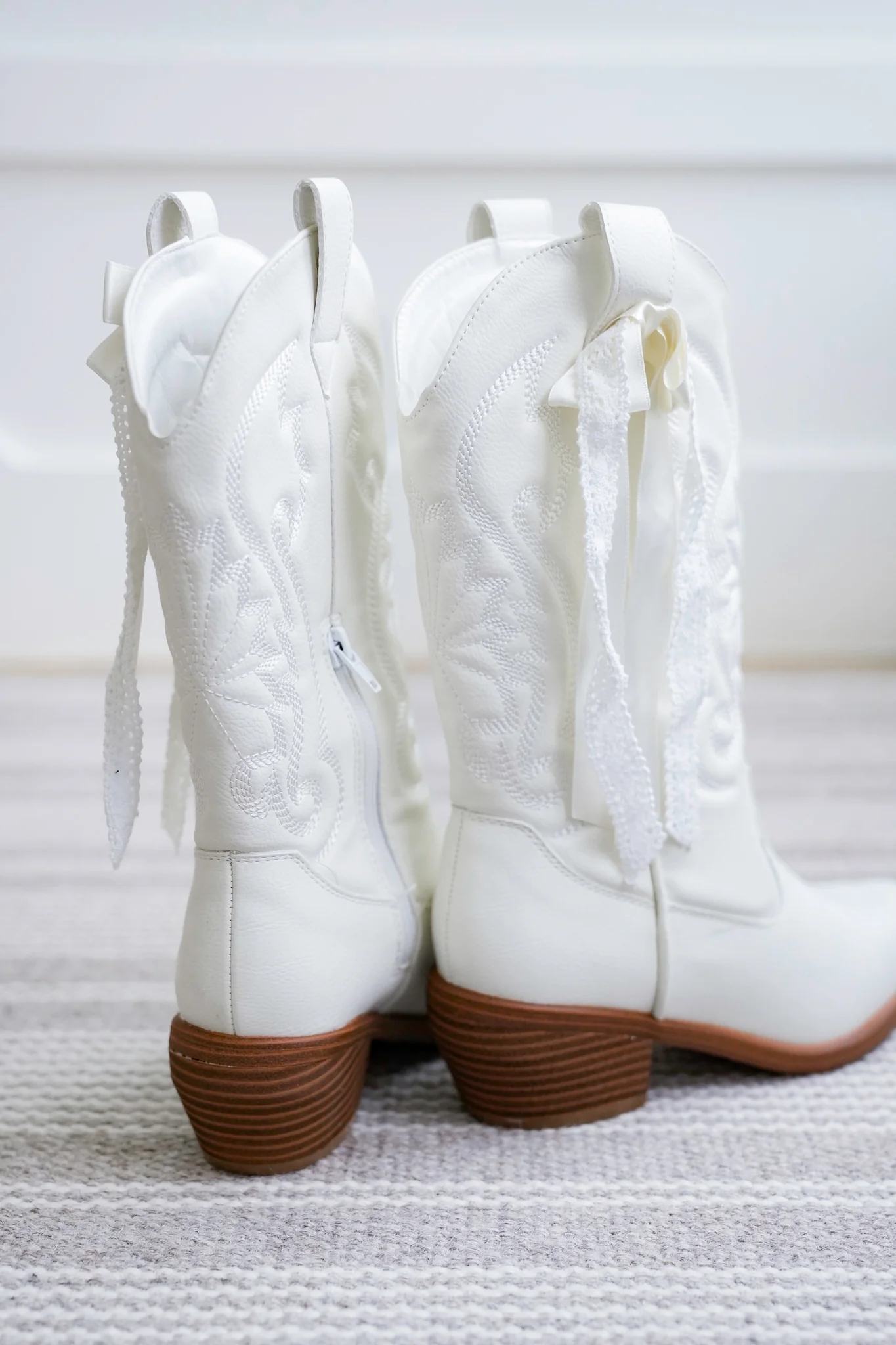 MIA Vegan Leather Western Boots with Embroidered Detailing and Ribbon Lace Accent - Image 6