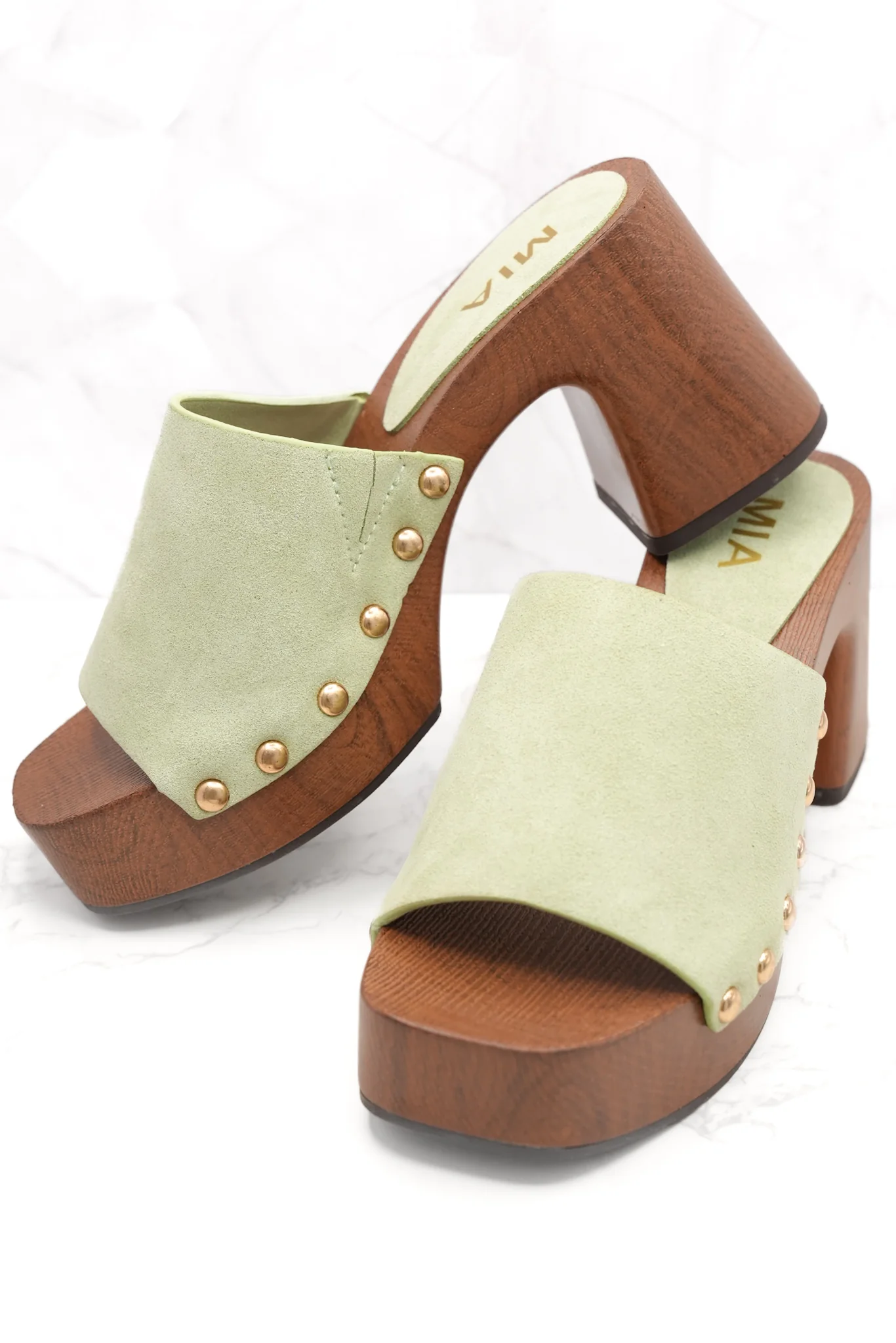 MIA Vegan Suede Chic Slide Platform Heel