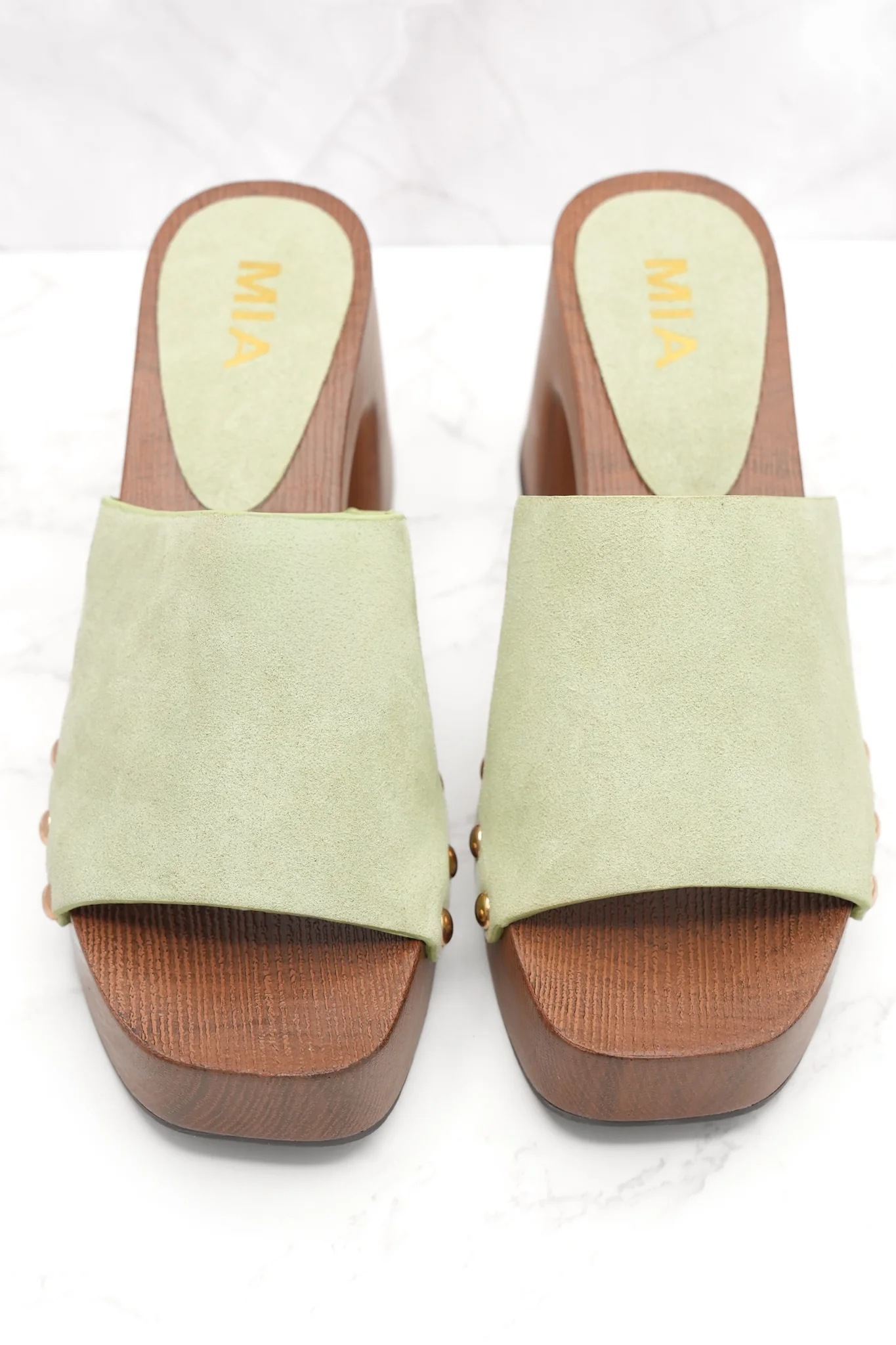 MIA Vegan Suede Chic Slide Platform Heel - Image 2