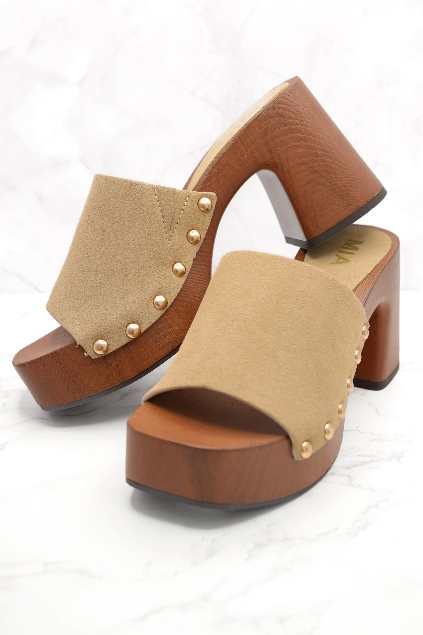 MIA Vegan Suede Slide Platform Heel