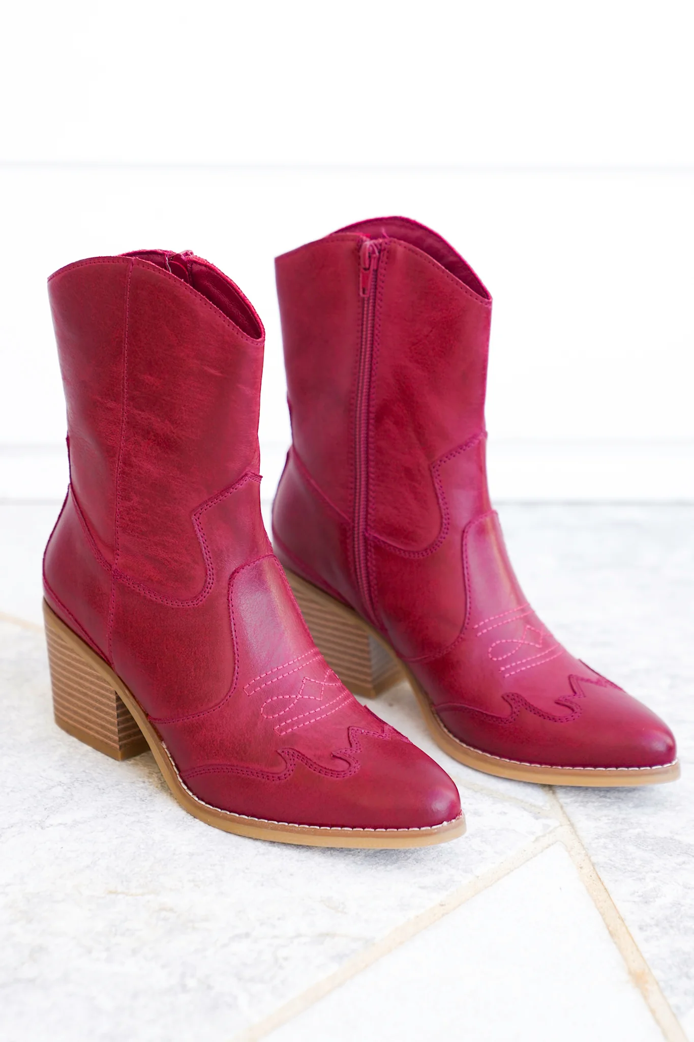 MIA Vegan Leather Western Cowboy Boot with Block Heel - Image 3