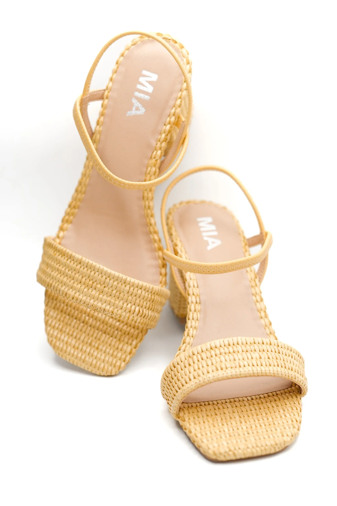 MIA Woven Raffia Block Heel Sandal with Slingback Strap - Image 3