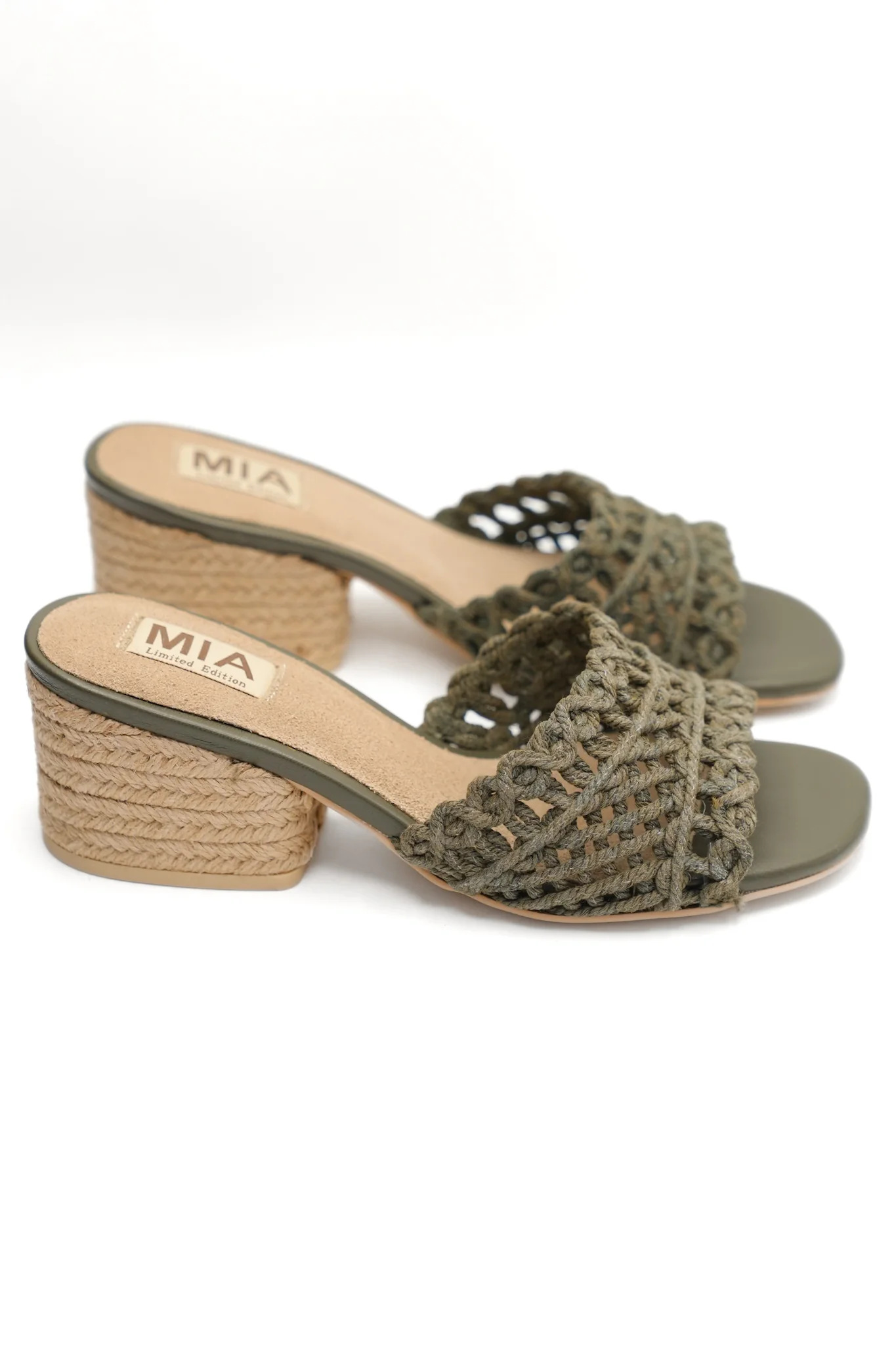 MIA Woven Raffia Strap Slide Heeled Sandals - Image 5
