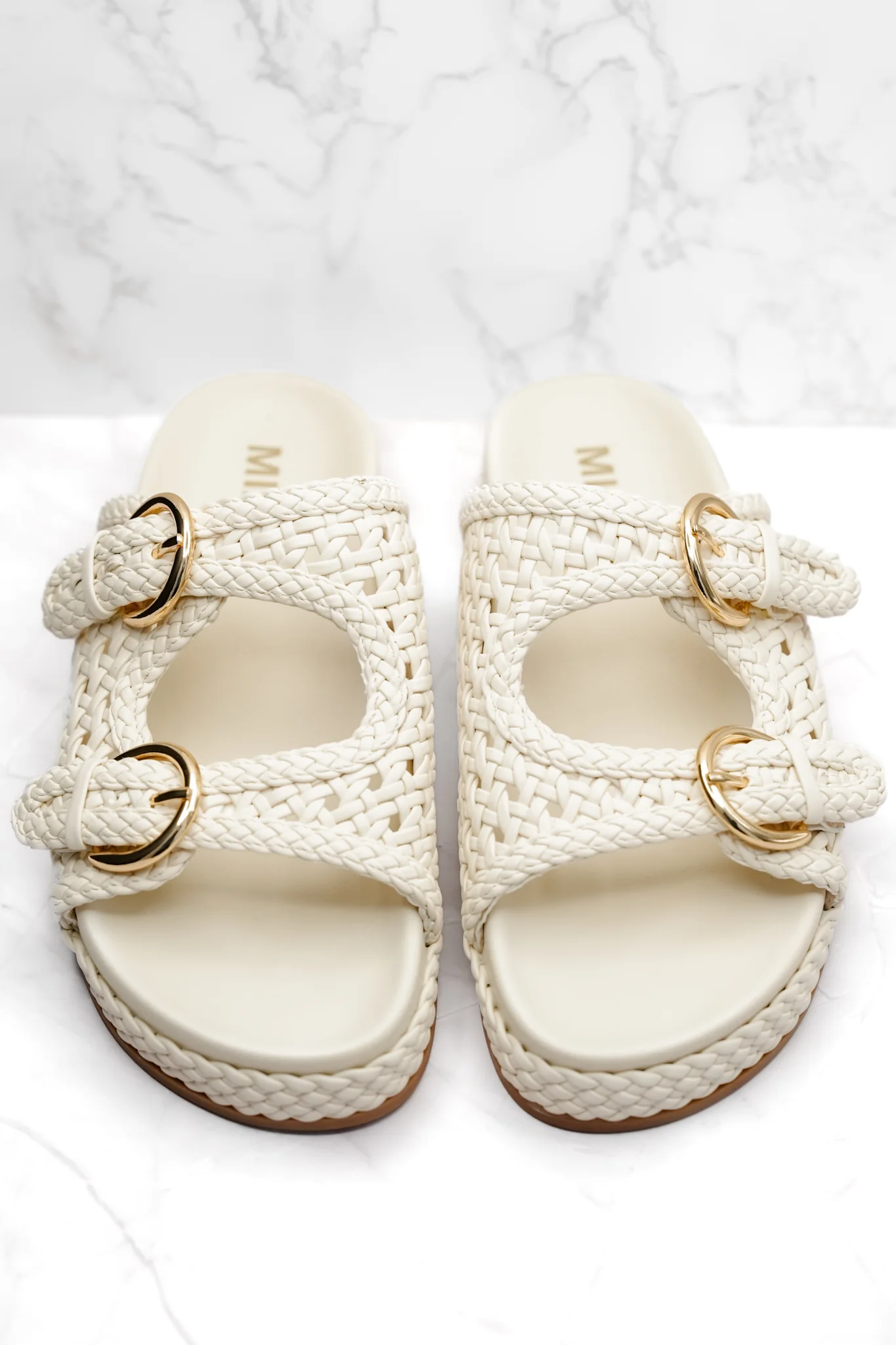 MIA Woven Vegan Leather Adjustable Straps Slide - Image 3