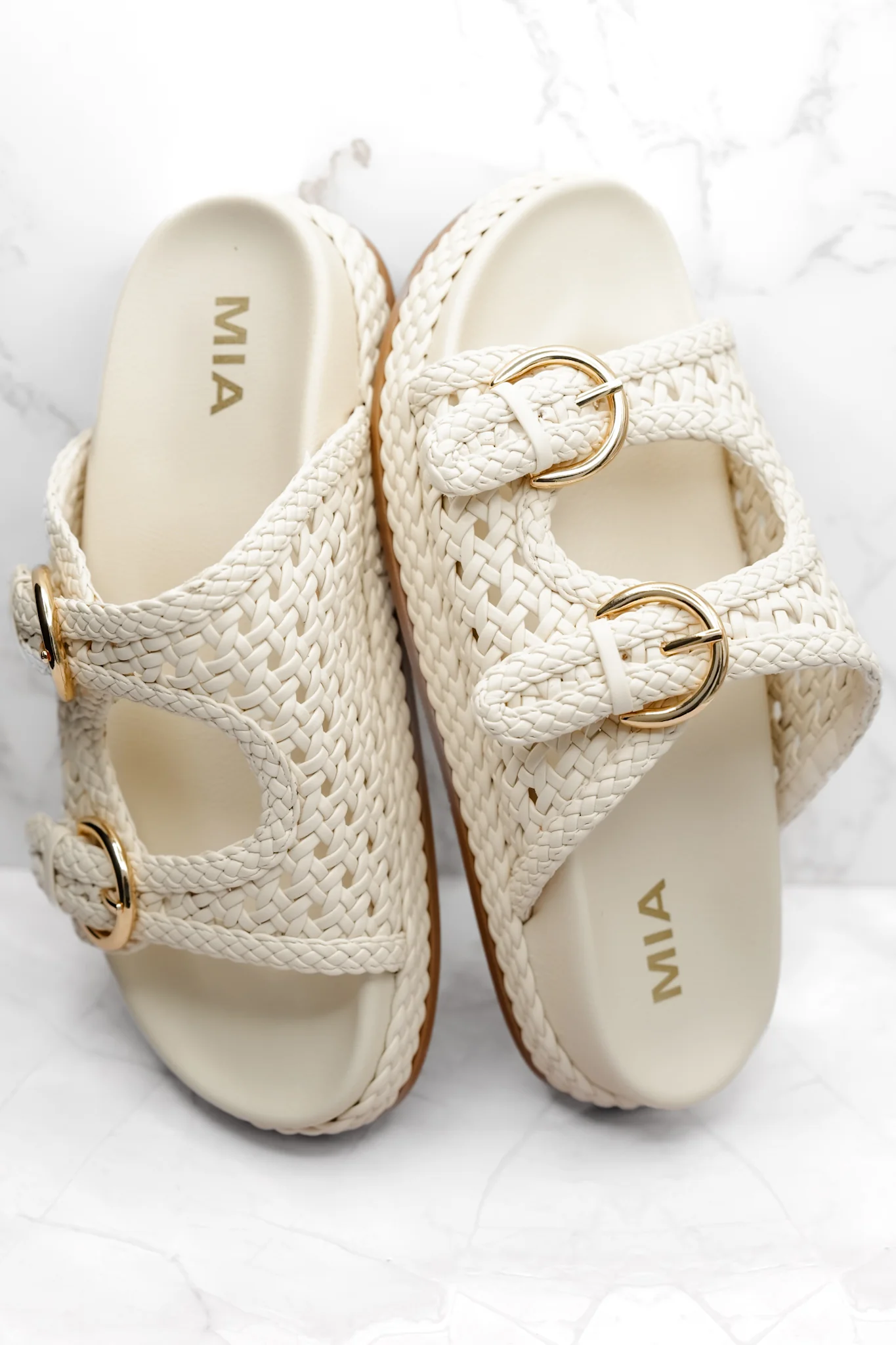 MIA Woven Vegan Leather Adjustable Straps Slide - Image 6
