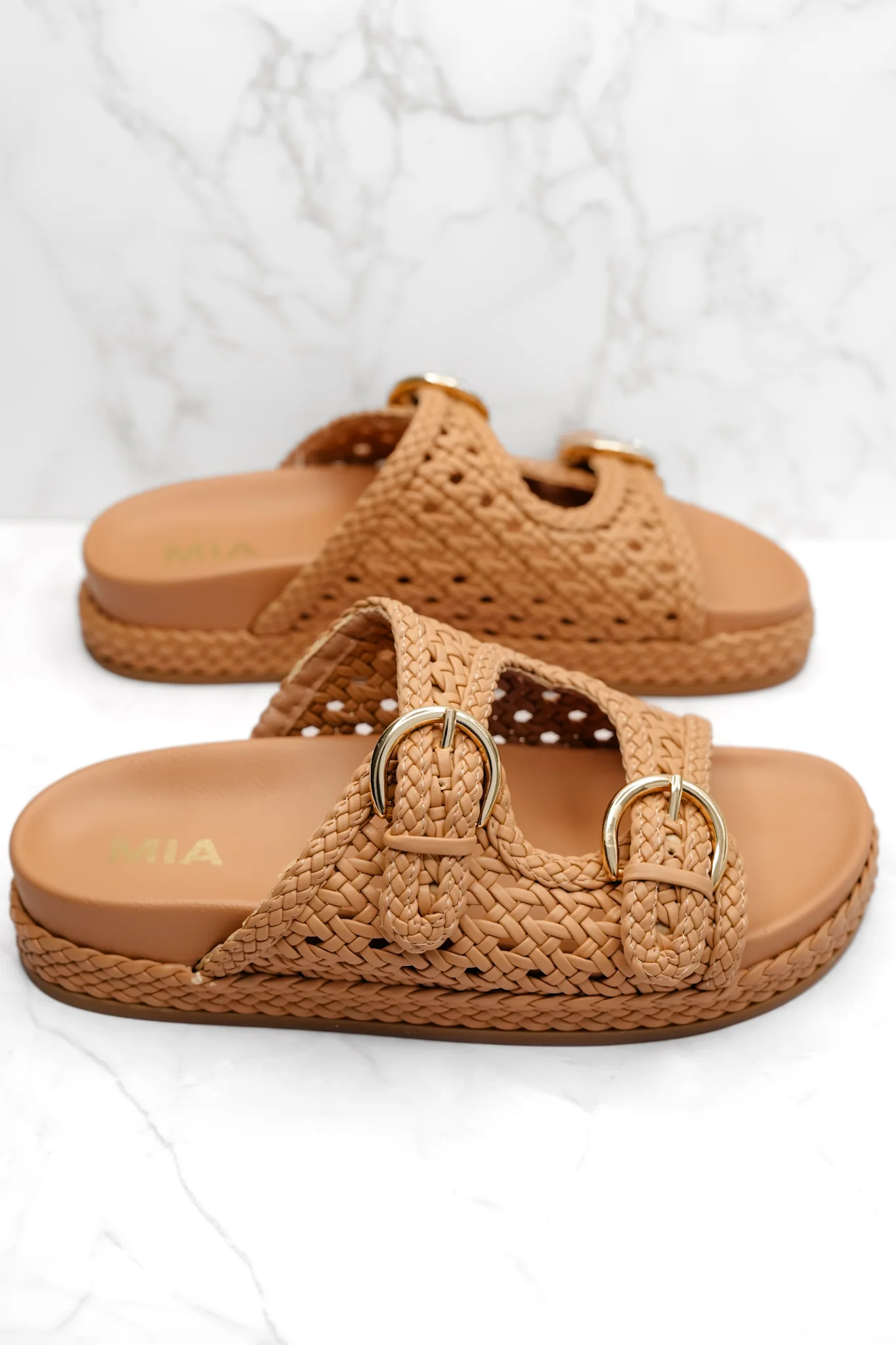 MIA Woven Vegan Leather Adjustable Straps Slide - Image 7