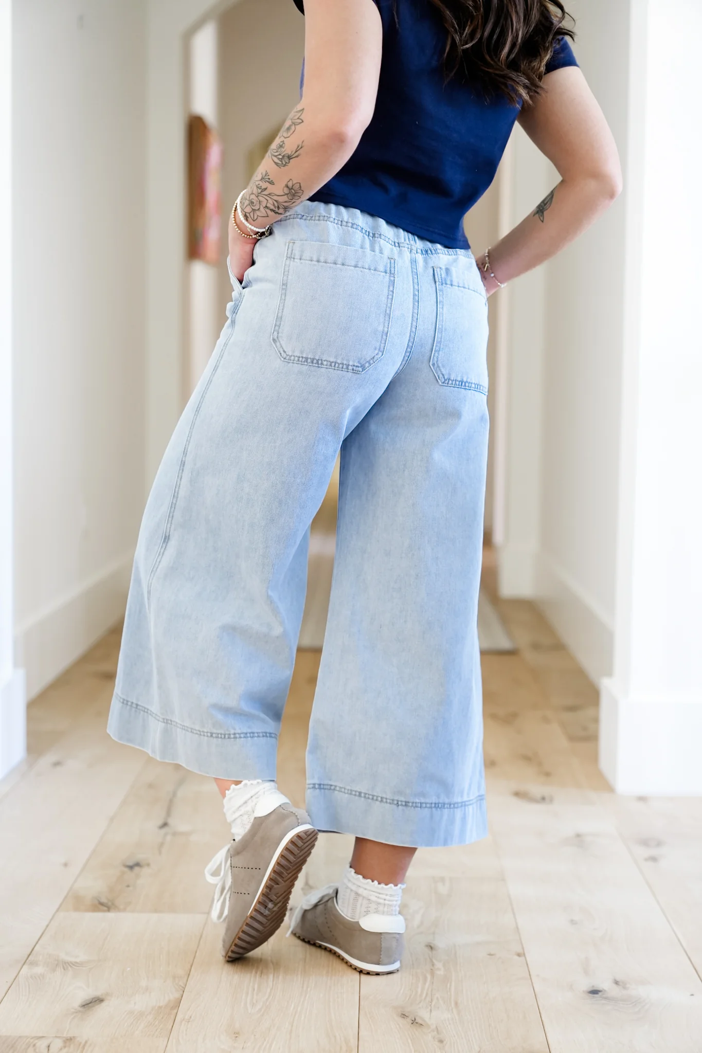 Mica Girl on the Go High Rise Light Wash Wide Leg Crop - Image 3