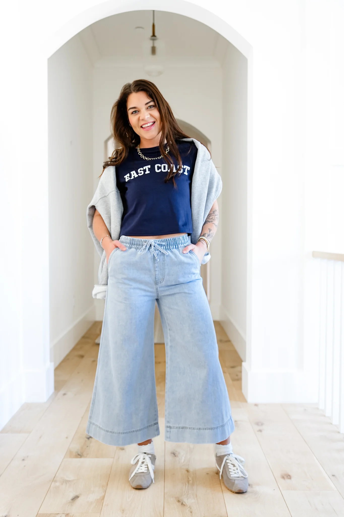 Mica Girl on the Go High Rise Light Wash Wide Leg Crop - Image 5