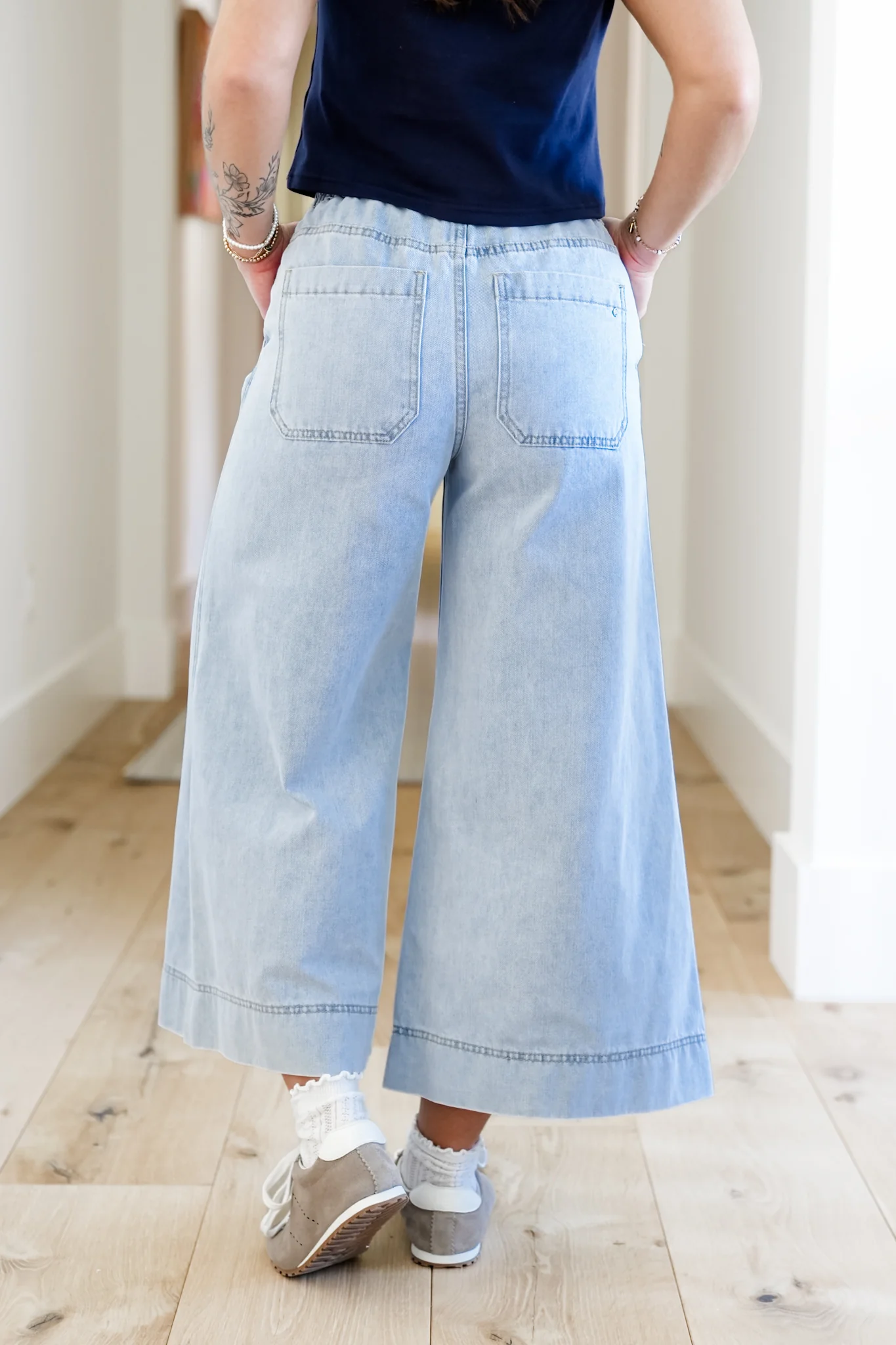 Mica Girl on the Go High Rise Light Wash Wide Leg Crop - Image 7