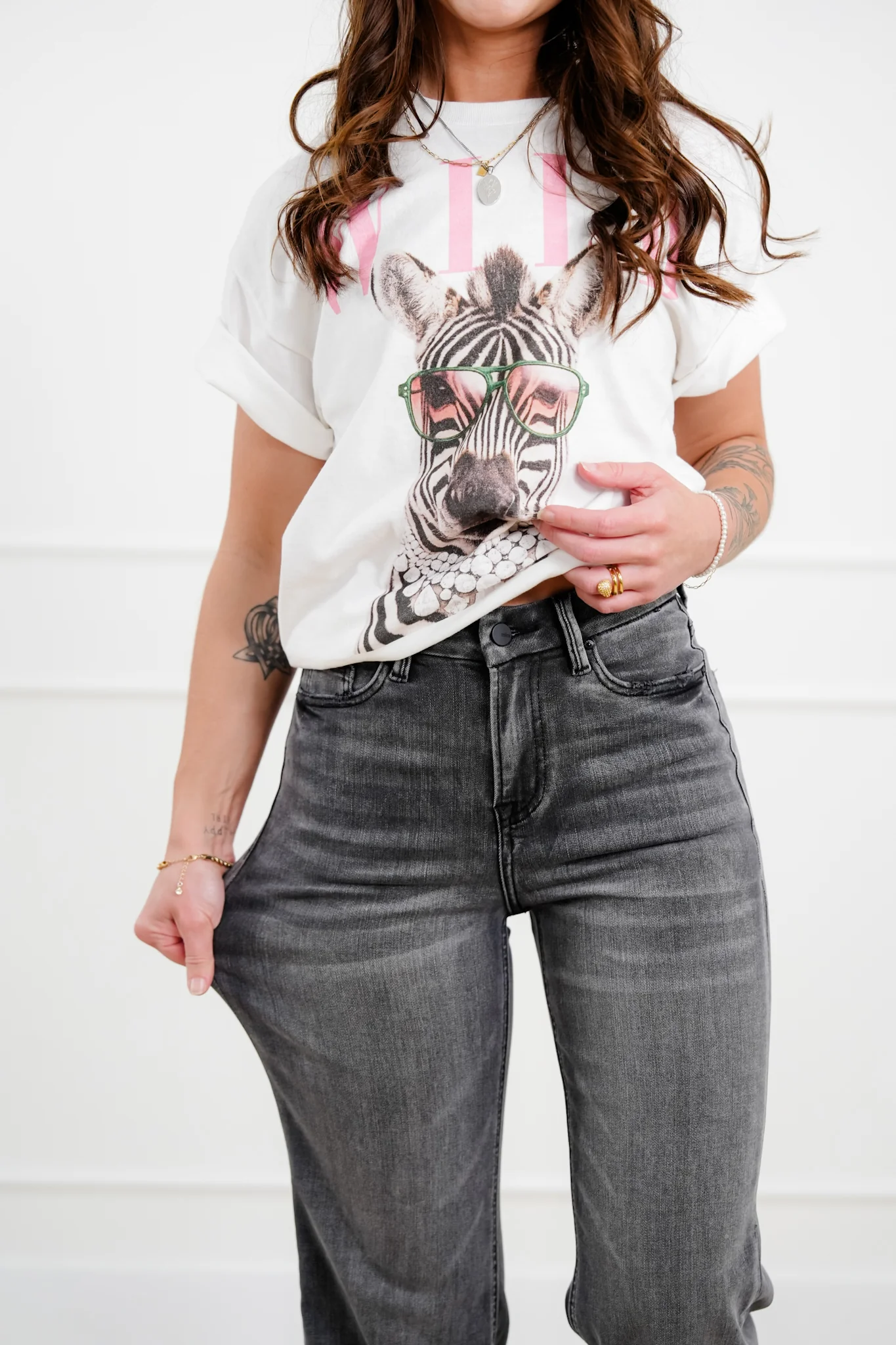 Mica Dancing in the Rain High Rise Grey Wide Leg Jeans - Image 7