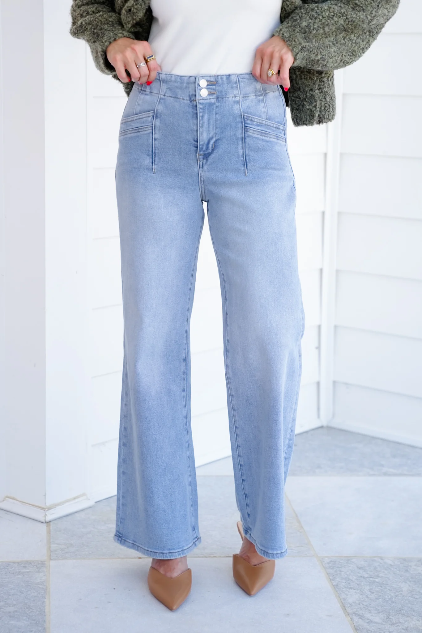 Mica High Rise Light Wash Wide Leg Jeans - Image 12