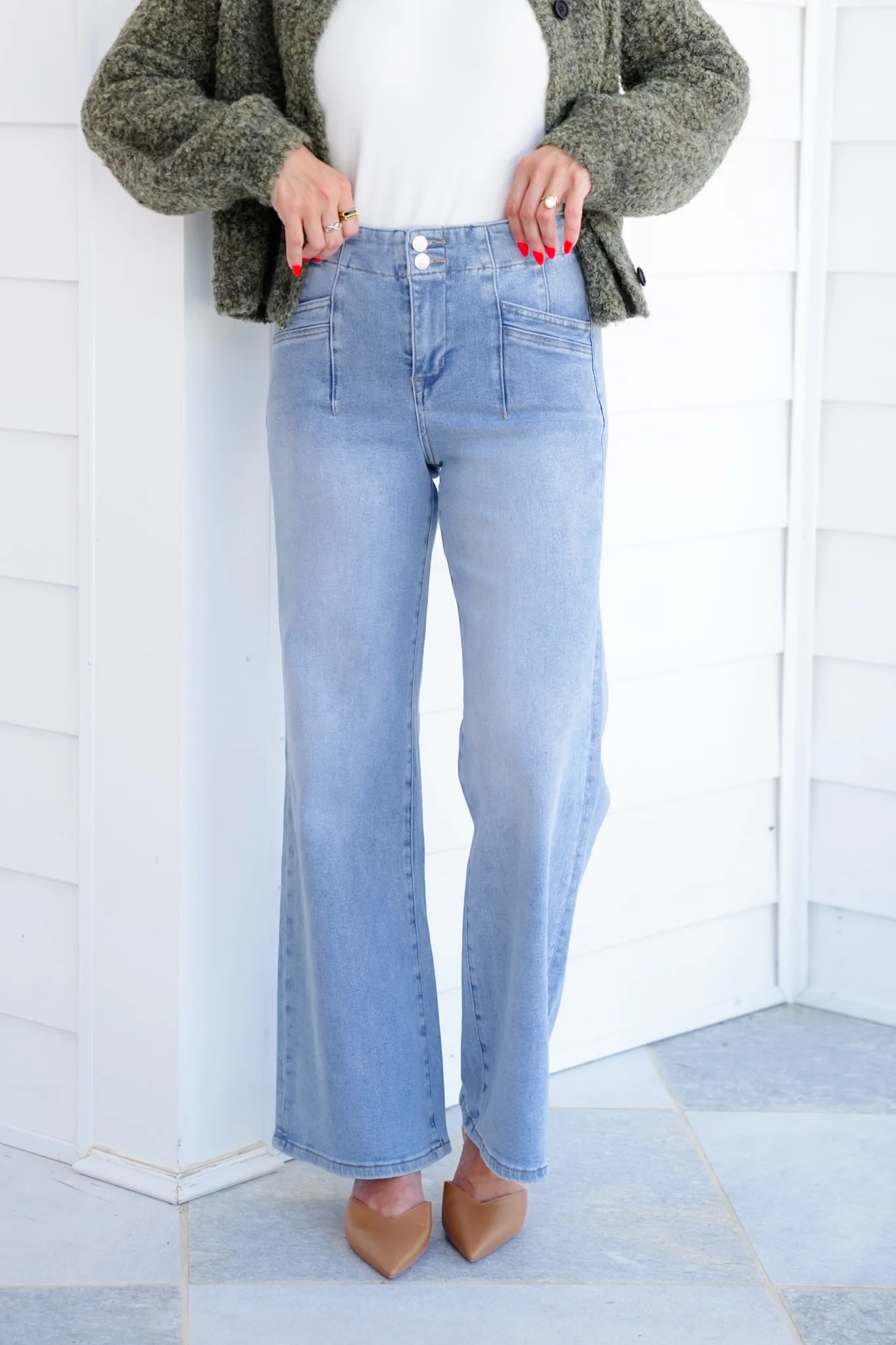 Mica High Rise Light Wash Wide Leg Jeans - Image 3