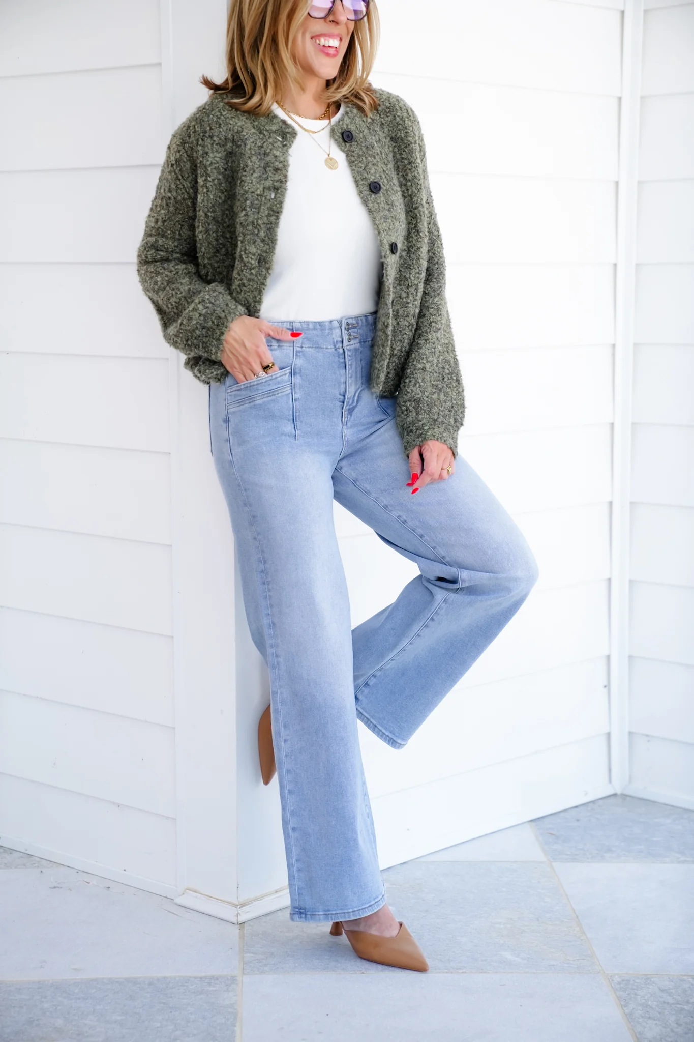 Mica High Rise Light Wash Wide Leg Jeans - Image 9