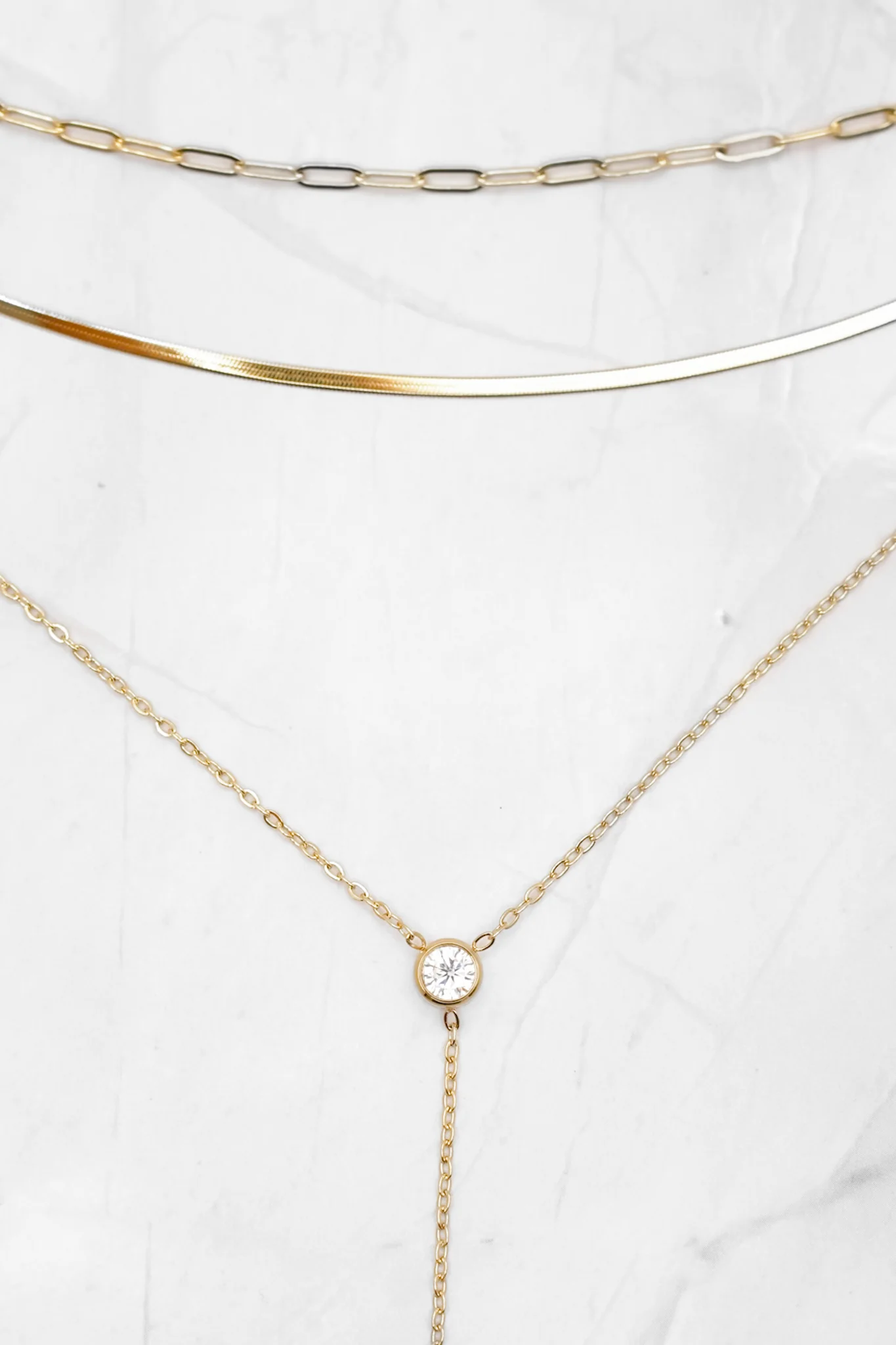 Mila + Stevie Dainty 3 Strand CZ Long Necklace - Image 2