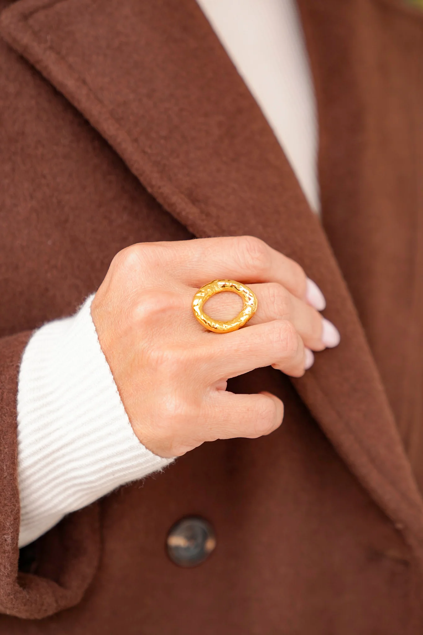 Mila + Stevie Hammered Open Circle Ring - Image 3