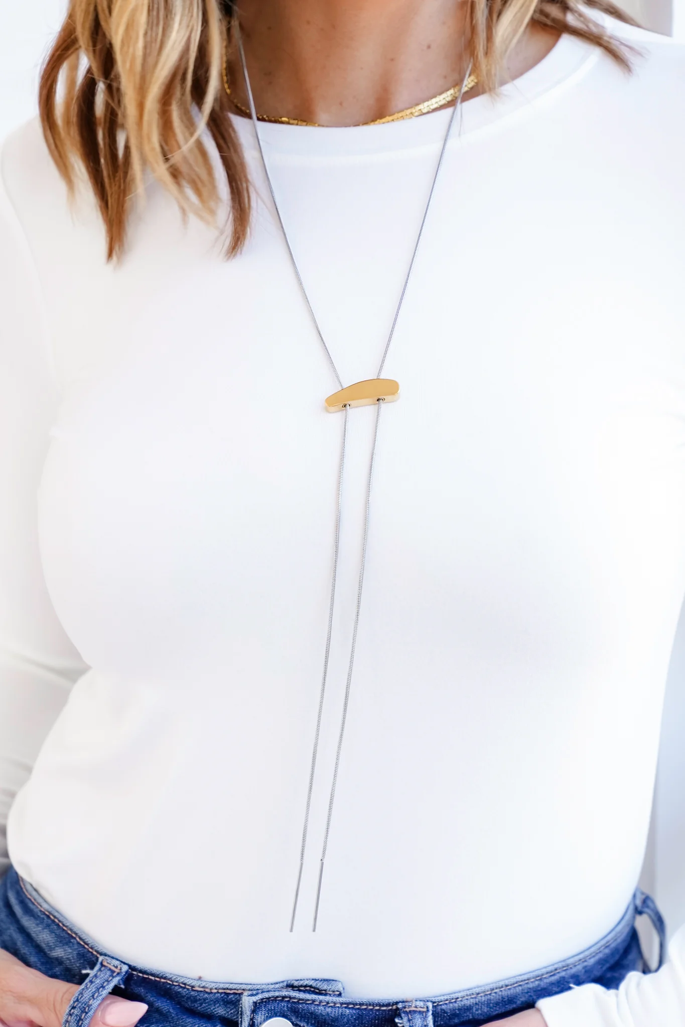 Mila + Stevie Mixed Metal Bolo Necklace - Image 2