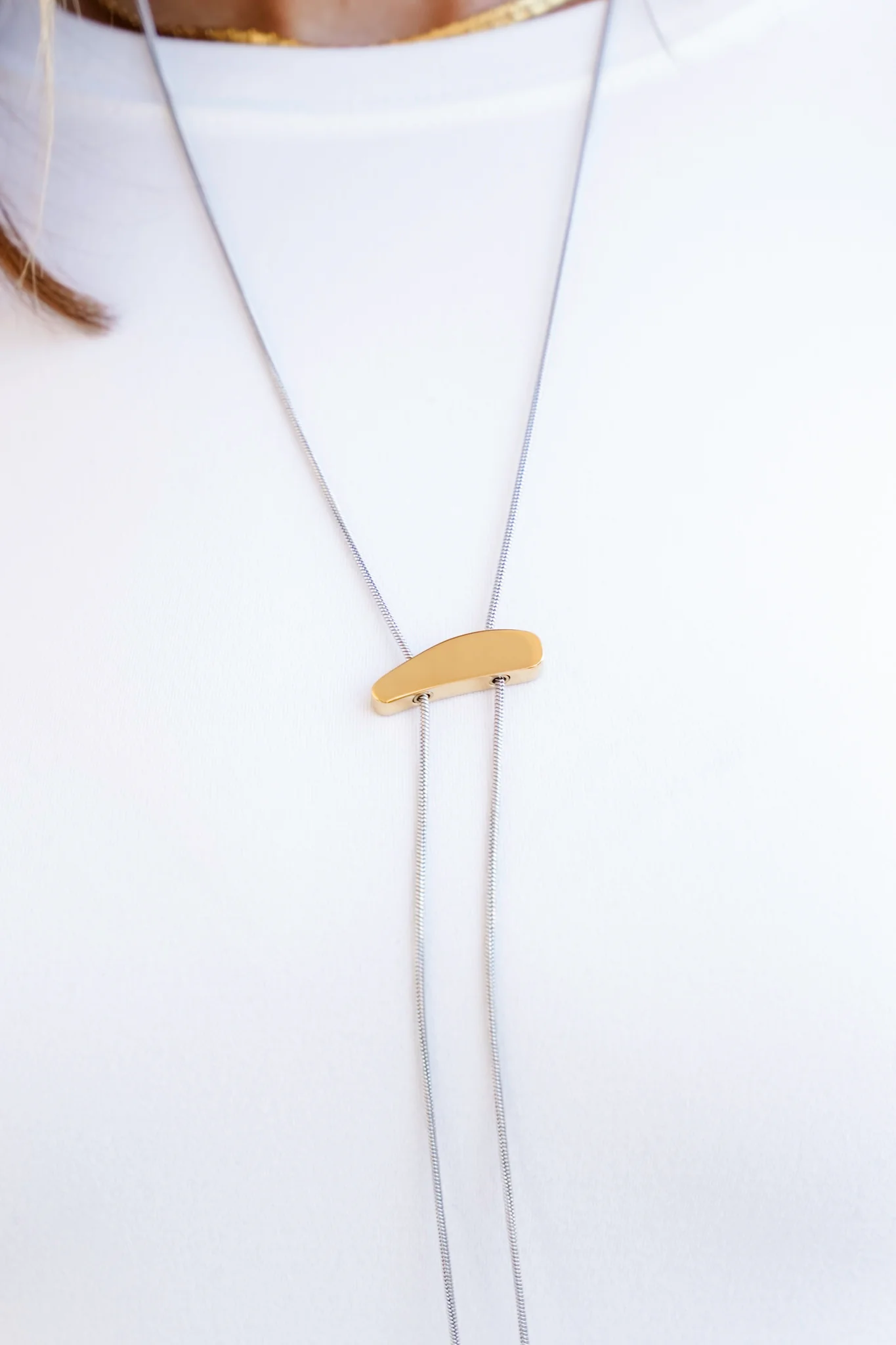Mila + Stevie Mixed Metal Bolo Necklace - Image 3