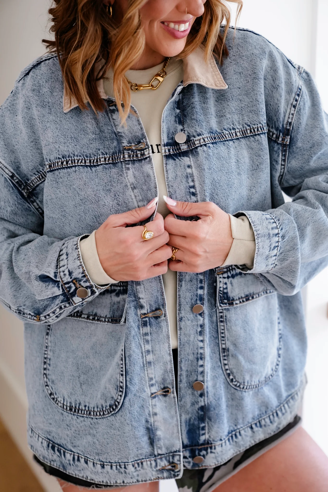 Mineral Wash Long Sleeve Button Down Shacket - Image 3