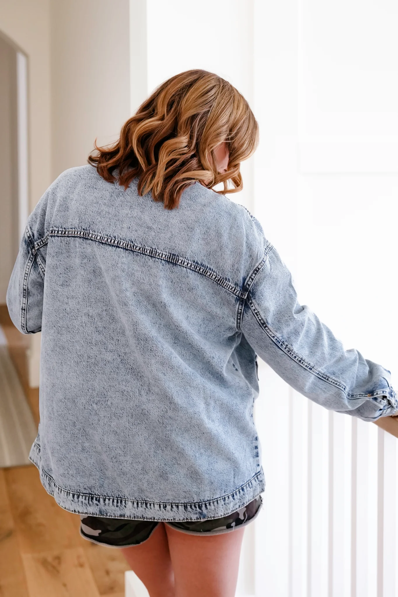 Mineral Wash Long Sleeve Button Down Shacket - Image 6