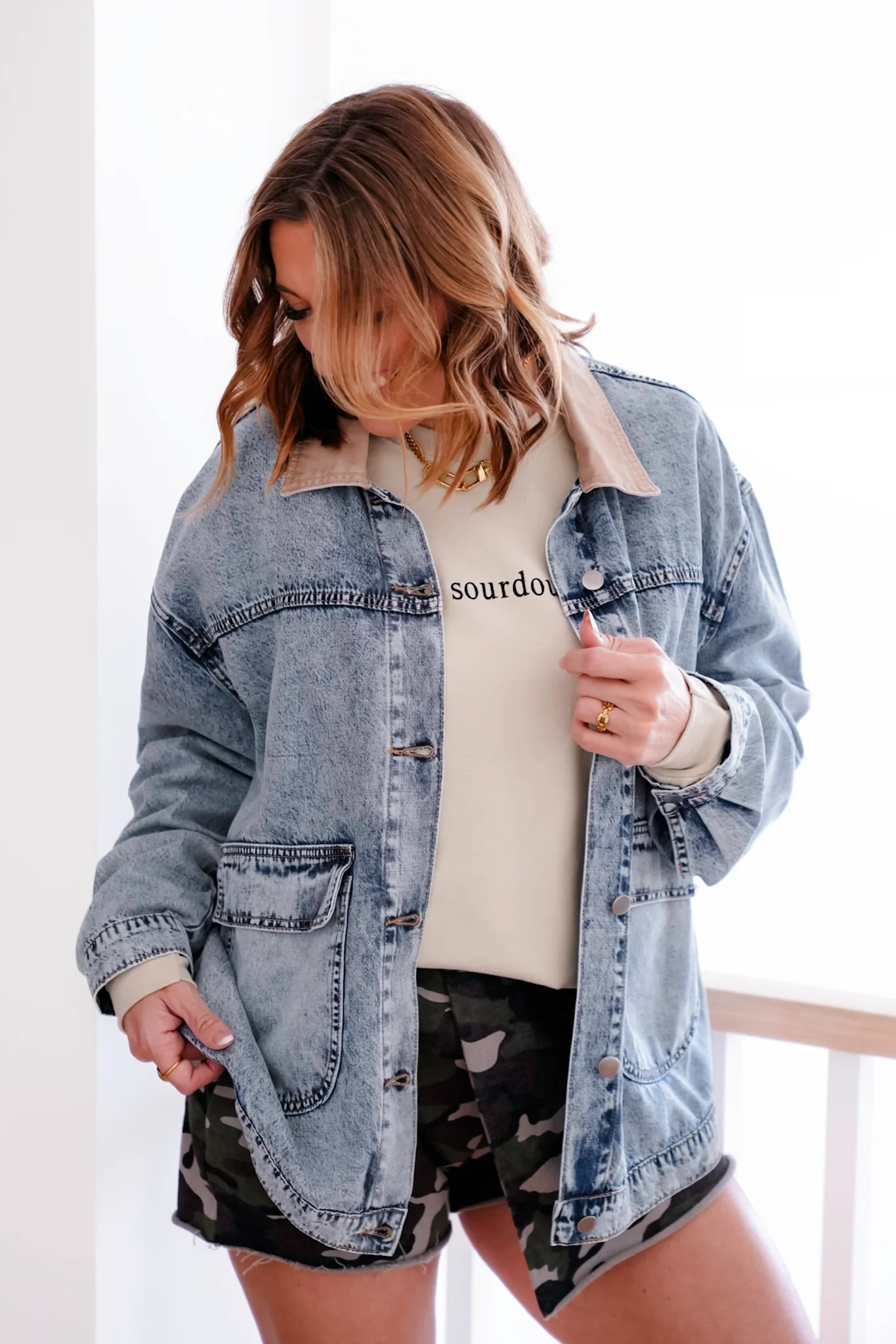 Mineral Wash Long Sleeve Button Down Shacket - Image 7