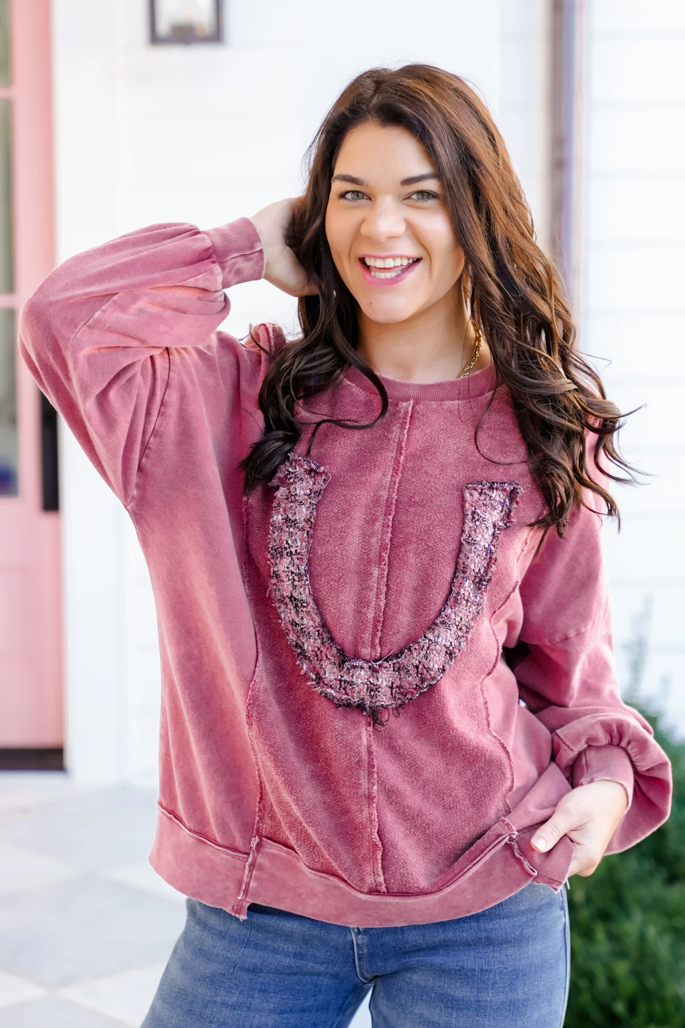Mineral Wash Long Sleeve Horseshoe Sweatshirt - Image 2
