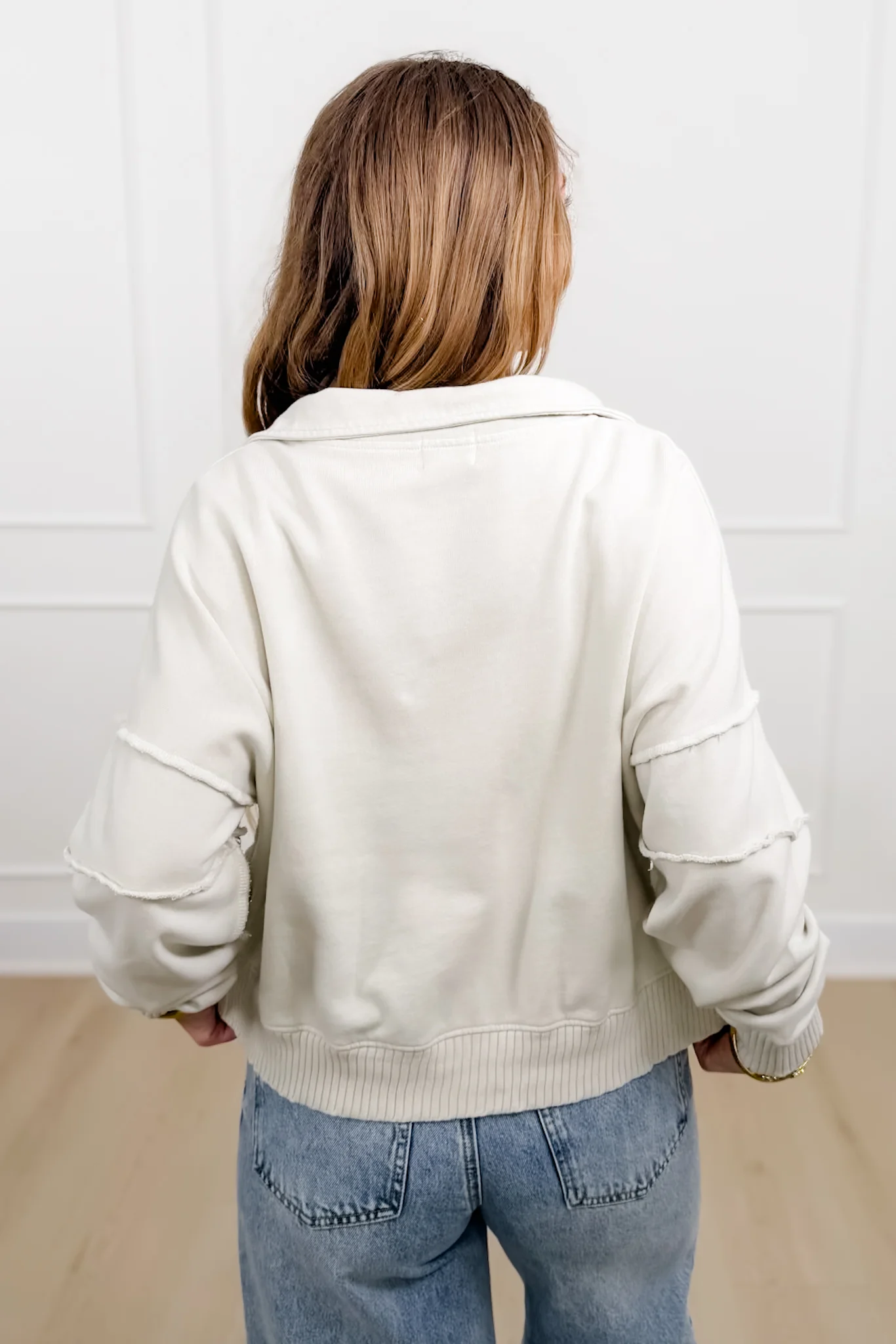 Mineral Wash Long Sleeve V Neck Sweatshirt - Image 7