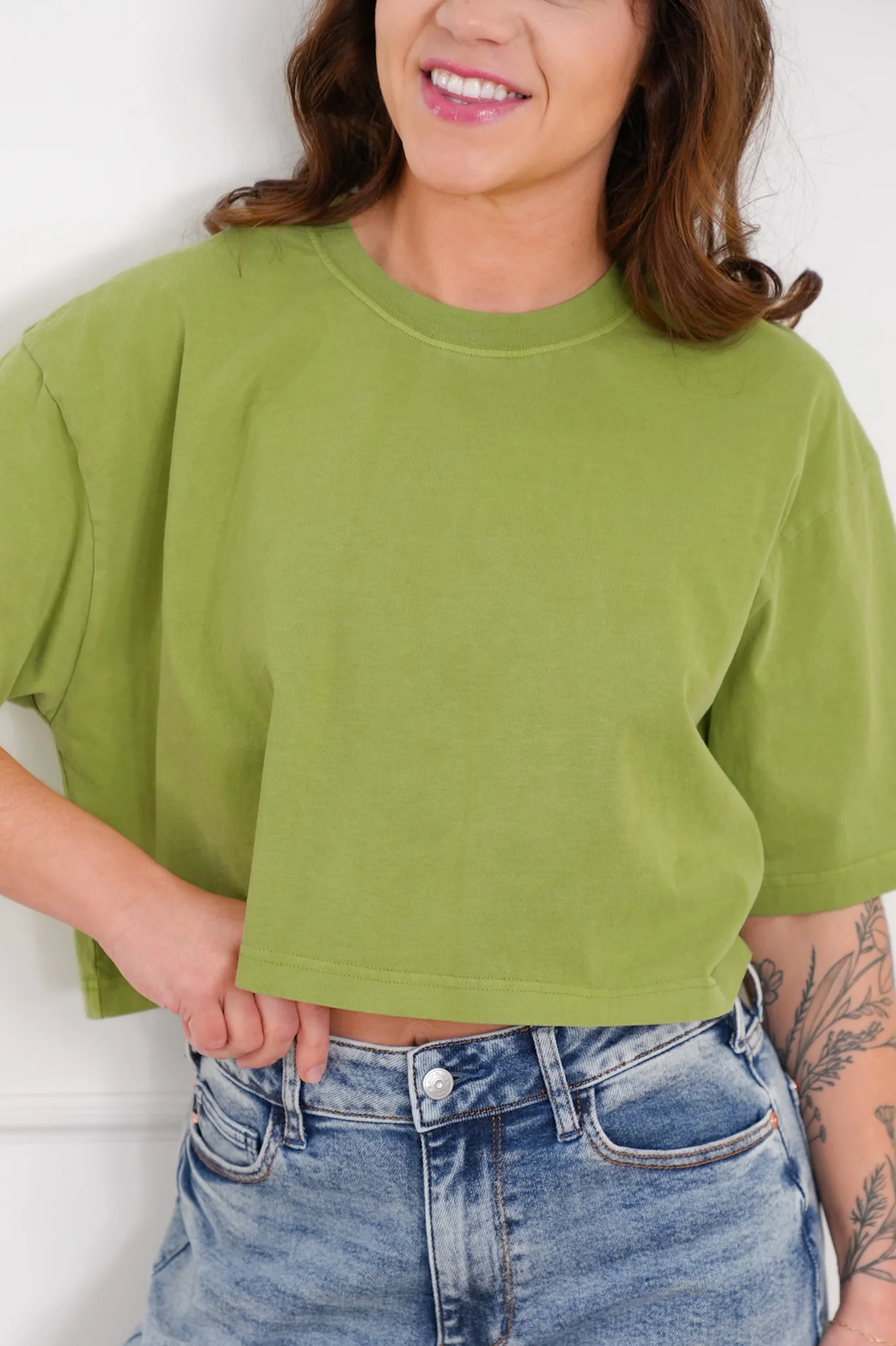 Mineral Wash Short Sleeve Loose Fit Crop Tee - Image 11