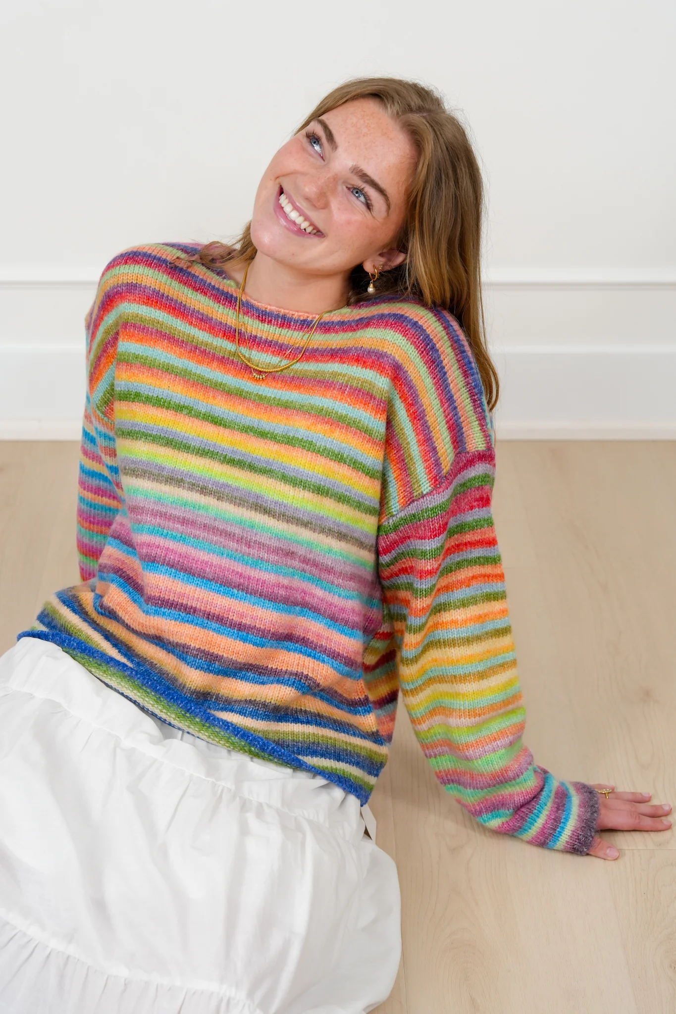 Multi Color Stripe Long Sleeve Pullover Sweater - Image 6