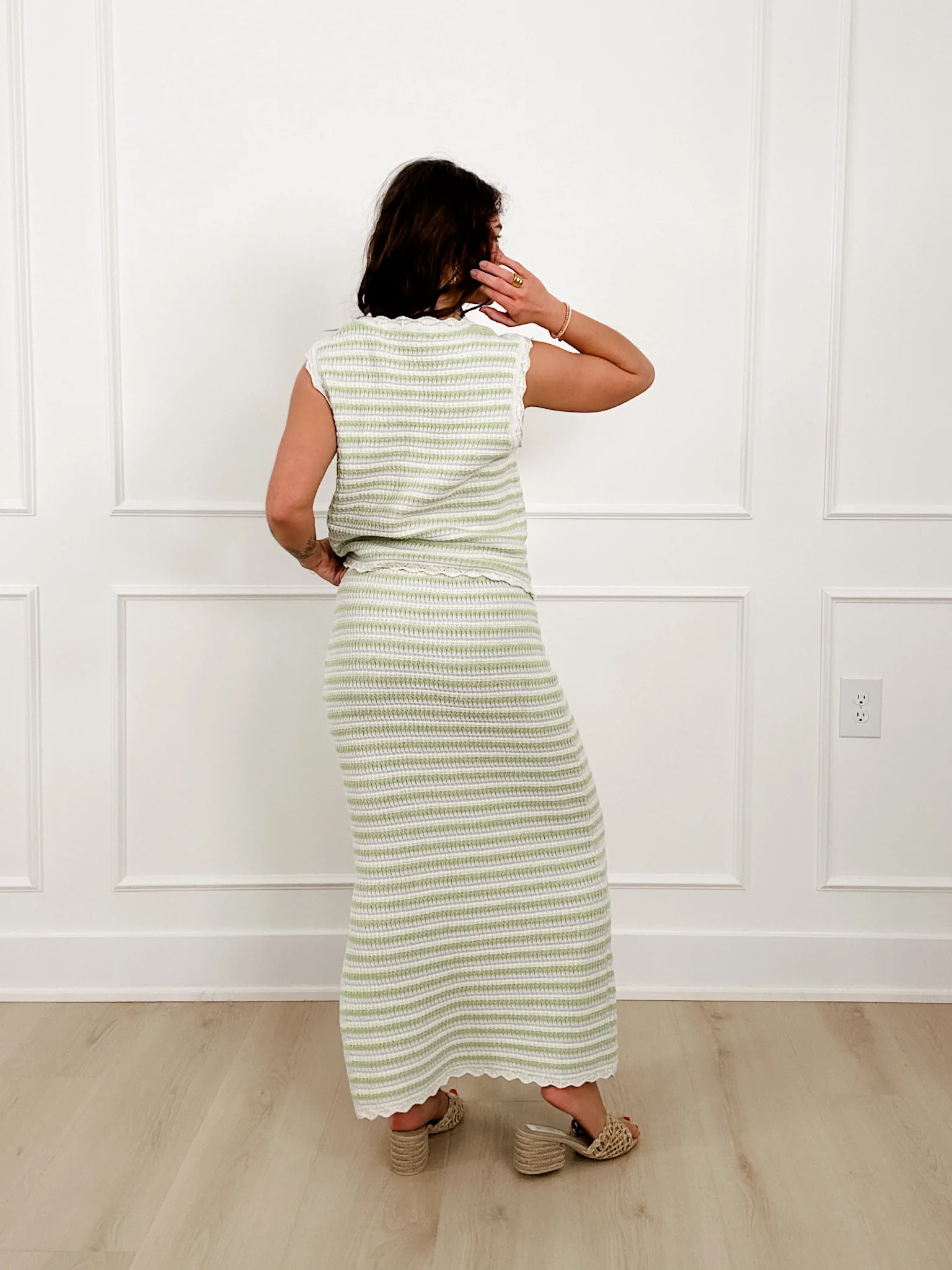 Multi Color Stripe Sweater Vest and Skirt Set - Image 6