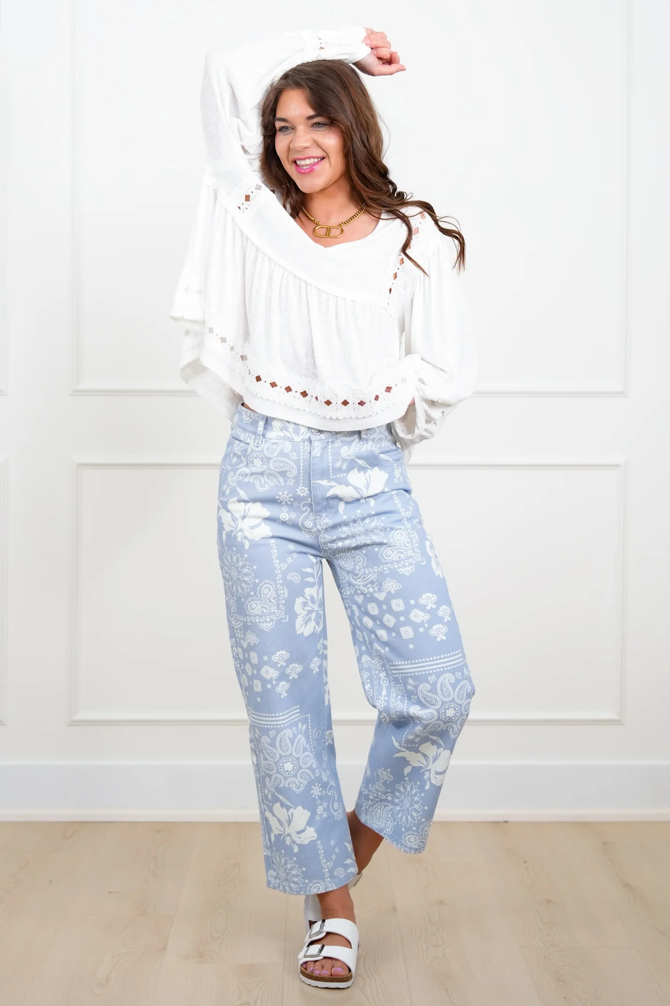 Multi Print Mid Rise Twill Pants - Image 5