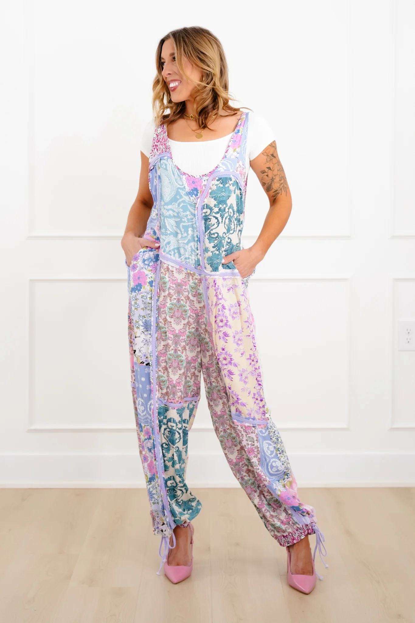 Multi Print Sleeveless Wide Leg jumpsuit - Image 7