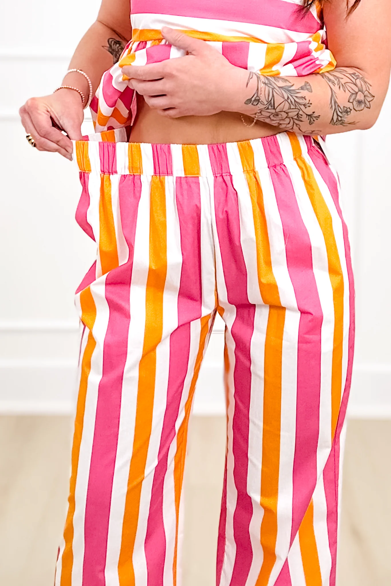 Multi Stripe Sleeveless Top and Pants Set - Image 3