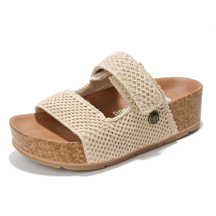 Natural Crochet Cork Platform Sandal