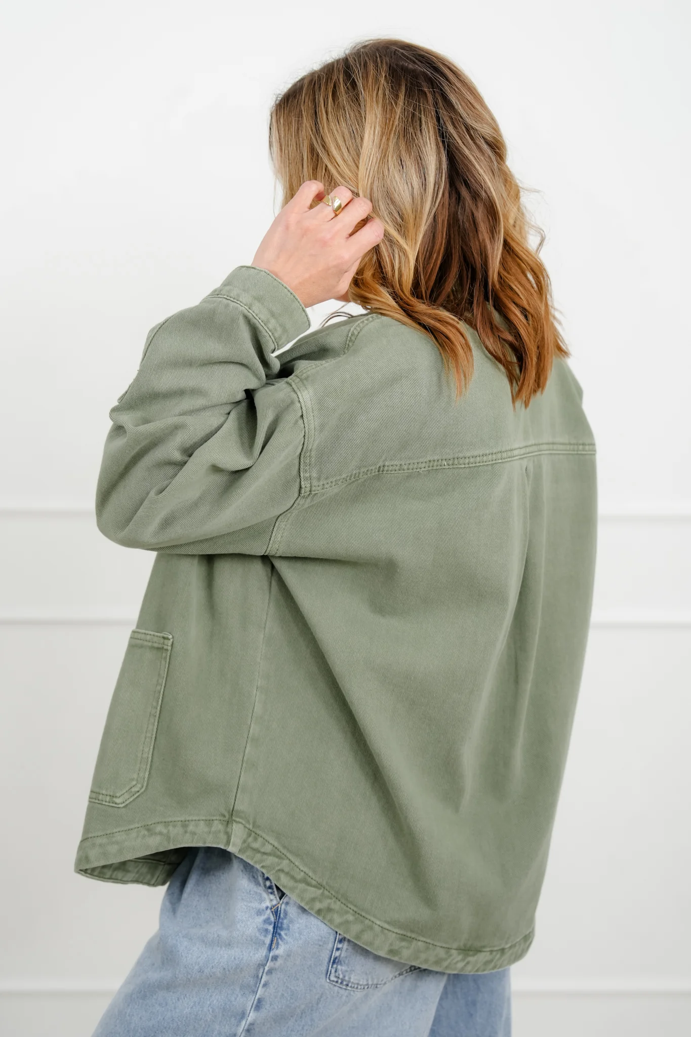 Olive Long Sleeve Button Down Jacket - Image 4
