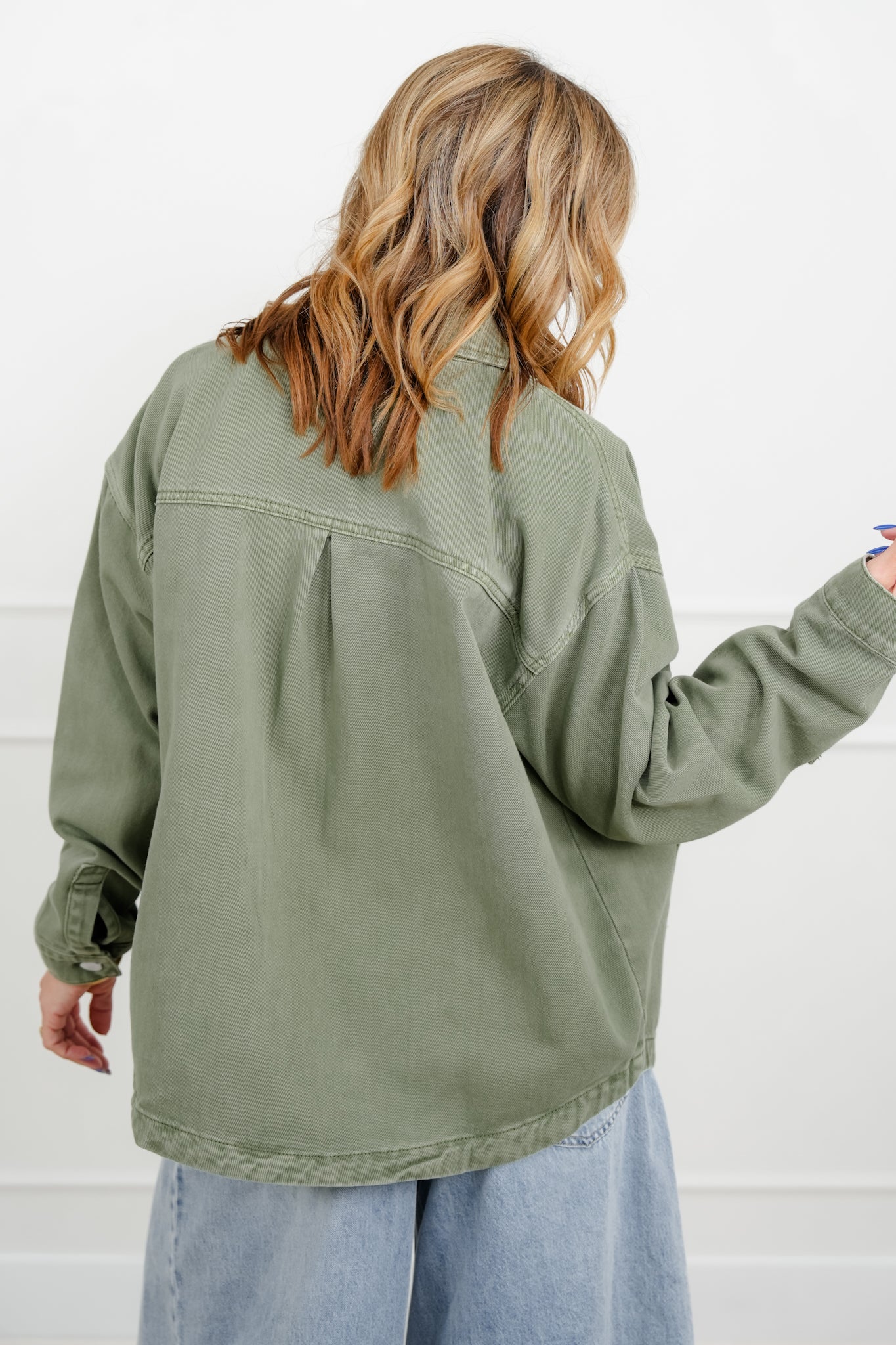 Olive Long Sleeve Button Down Jacket - Image 5