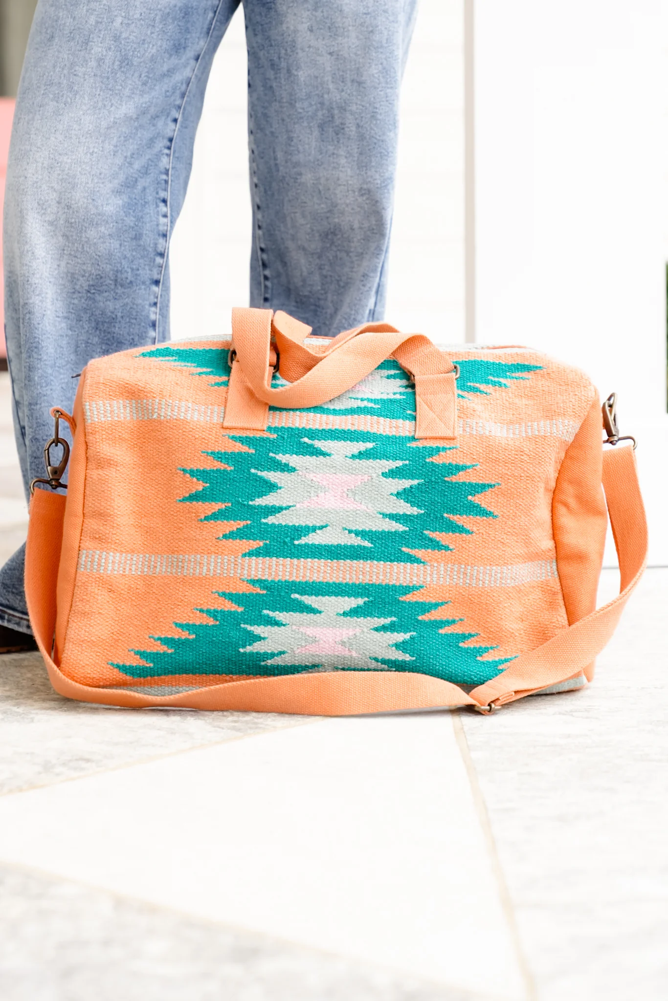 Orange, Green & Pink Aztec Duffel - Image 2