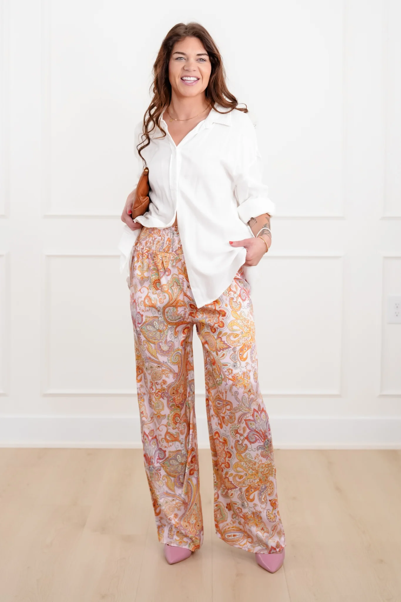 Paisley Print High Waist Wide Leg Pants - Image 2