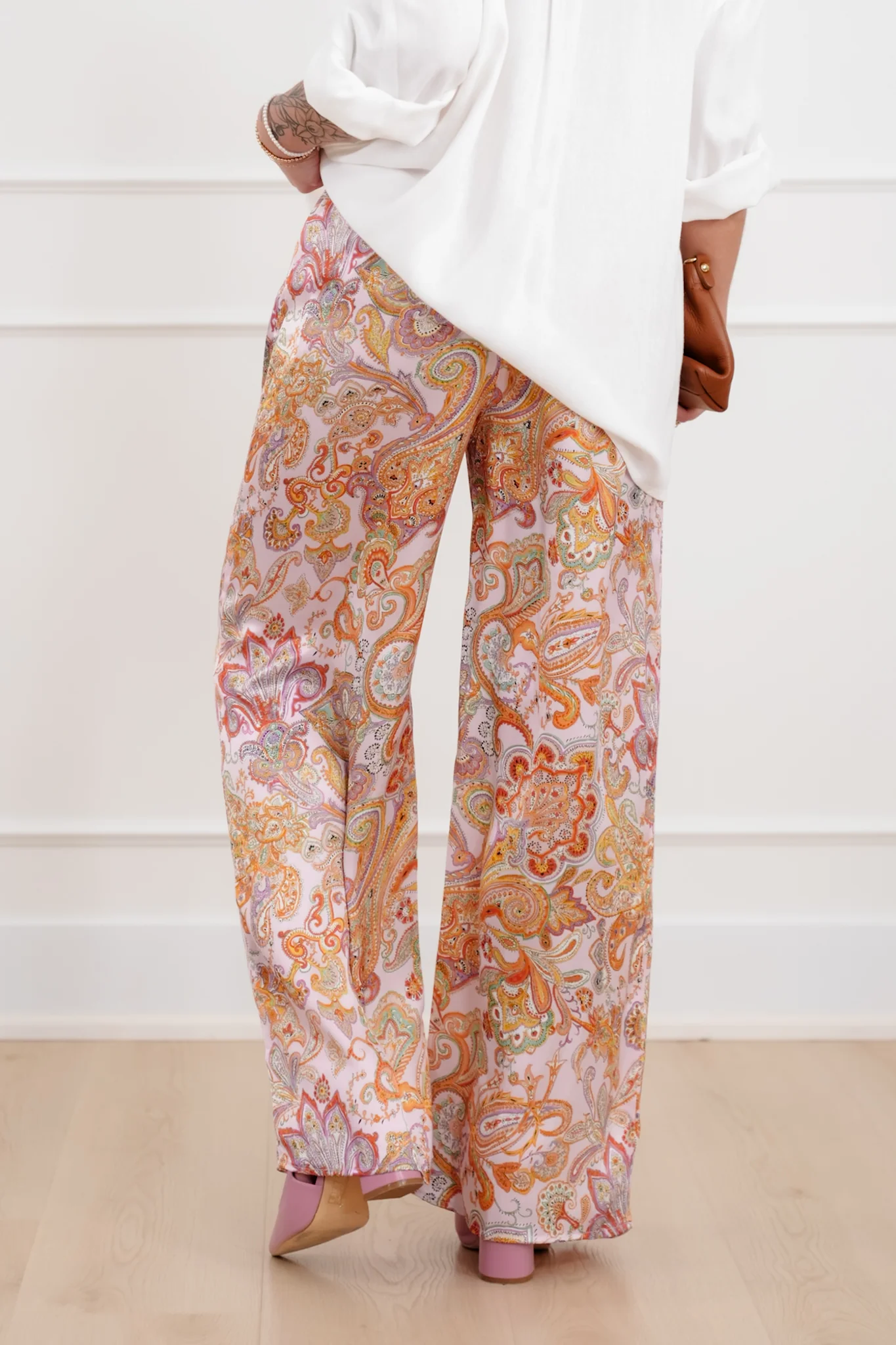 Paisley Print High Waist Wide Leg Pants - Image 4