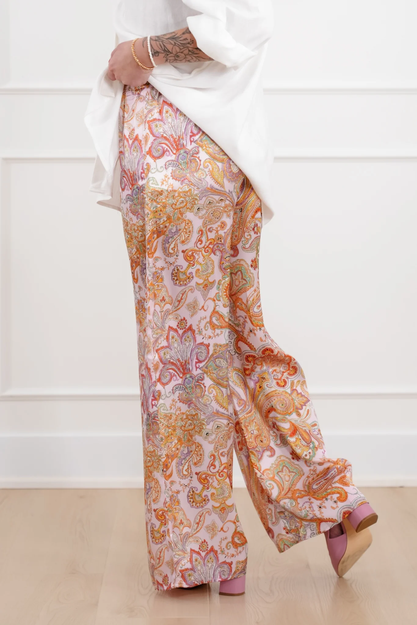 Paisley Print High Waist Wide Leg Pants - Image 5